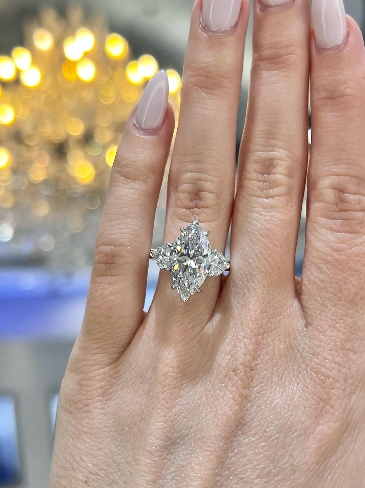 David Rosenberg Verlobungsring, 4,96 Karat Marquise D IF Typ II B GIA Diamant im Angebot 8