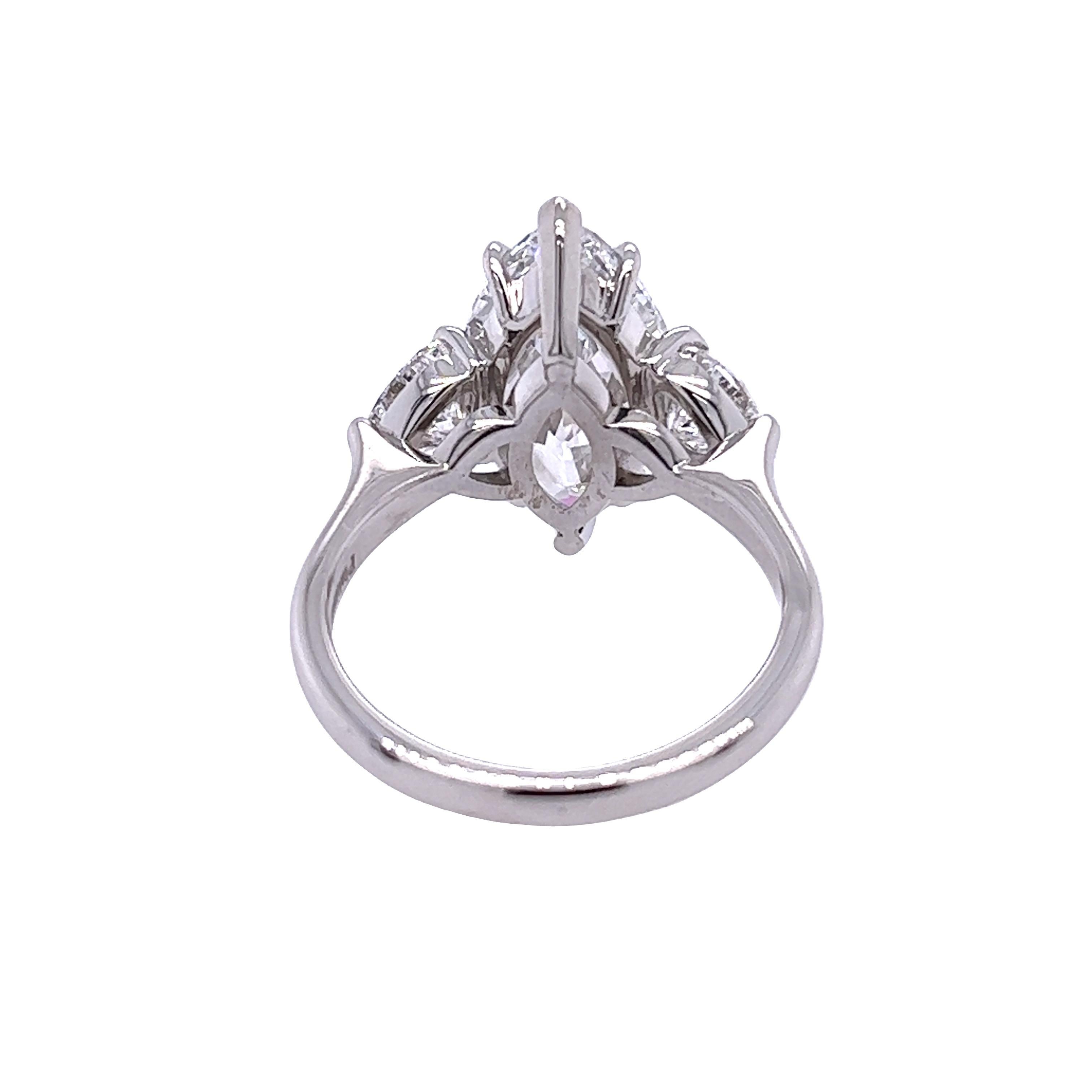 Modern David Rosenberg 4.96 Carat Marquise D IF Type II B GIA Diamond Engagement Ring For Sale
