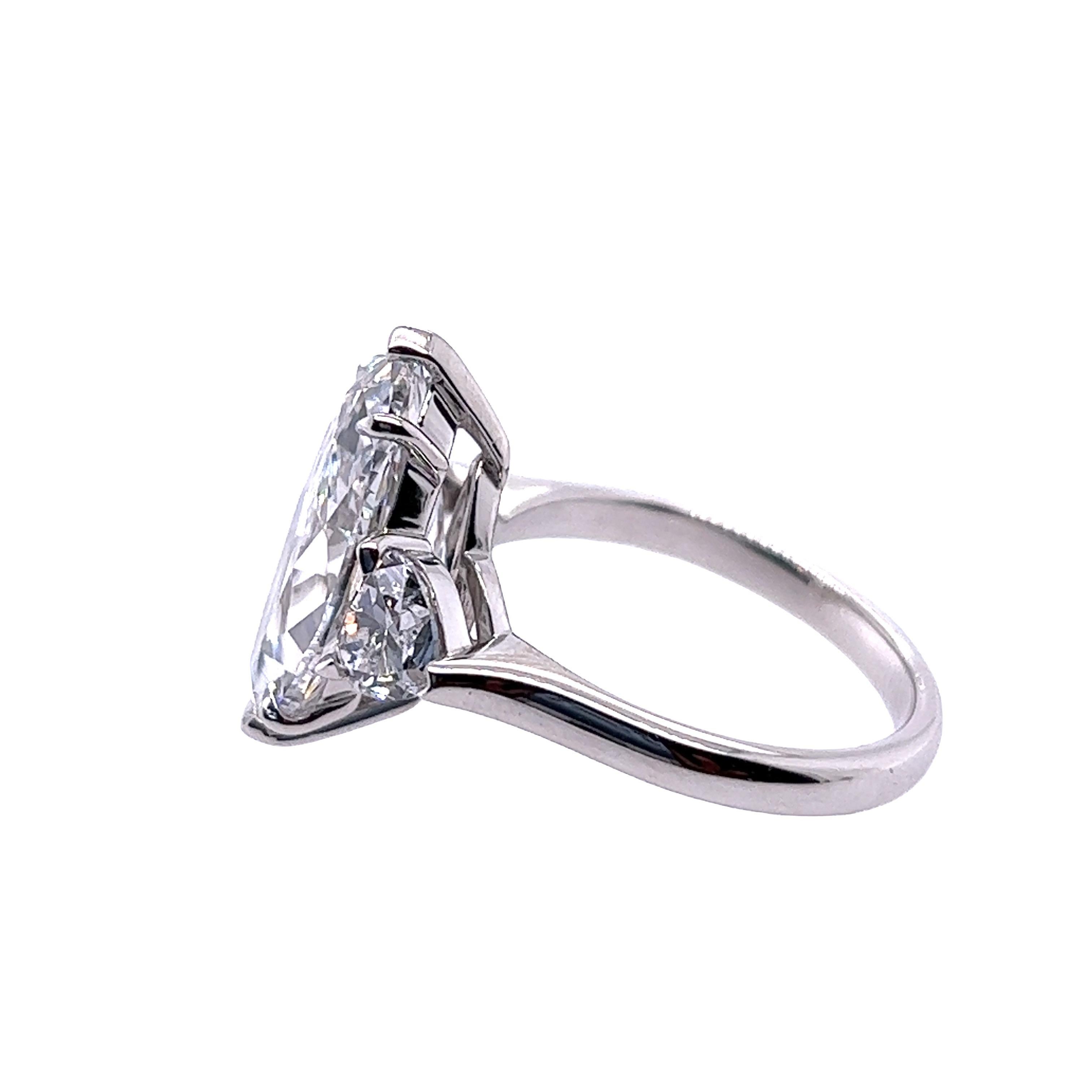 Marquise Cut David Rosenberg 4.96 Carat Marquise D IF Type II B GIA Diamond Engagement Ring For Sale