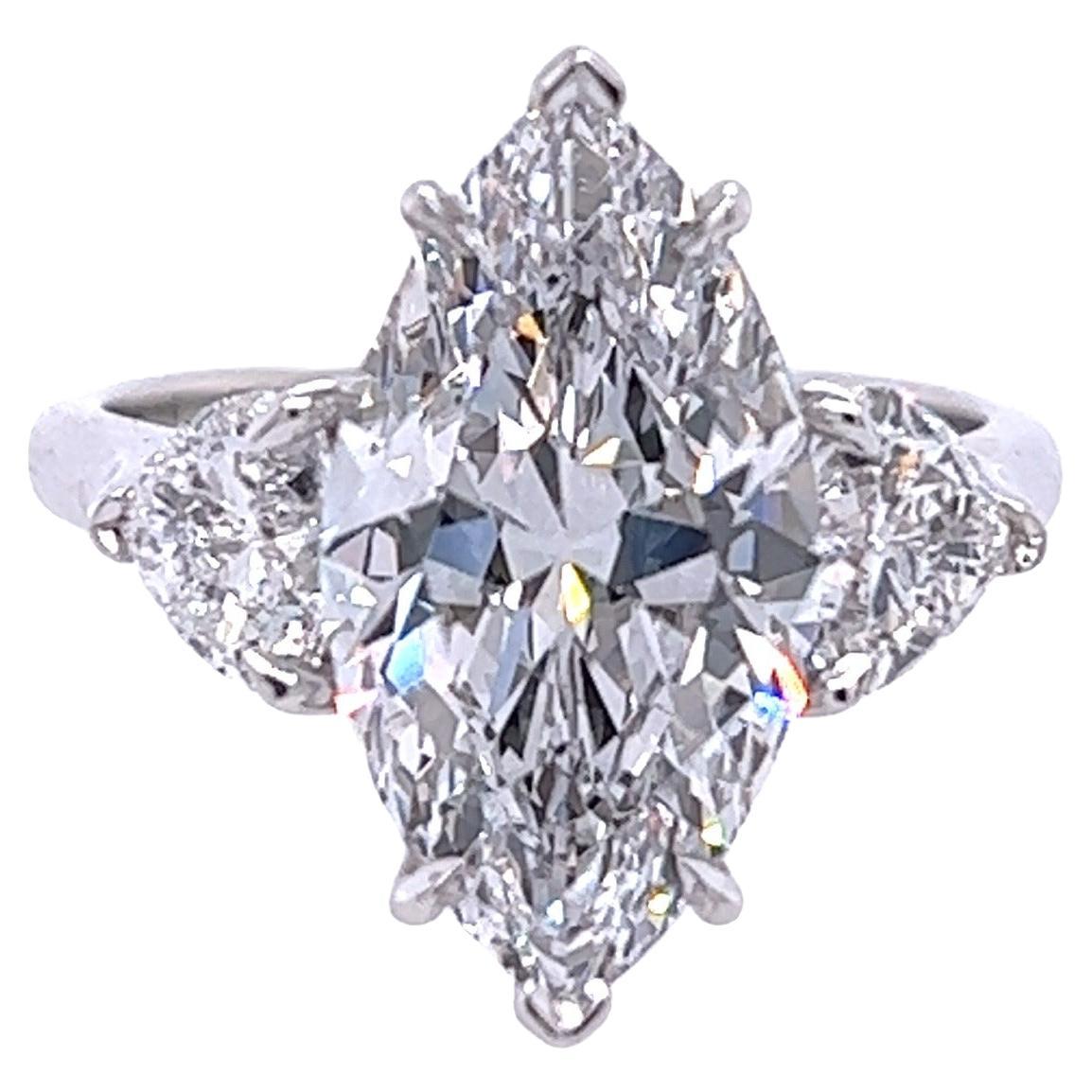 David Rosenberg 4.96 Carat Marquise D IF Type II B GIA Diamond Engagement Ring For Sale