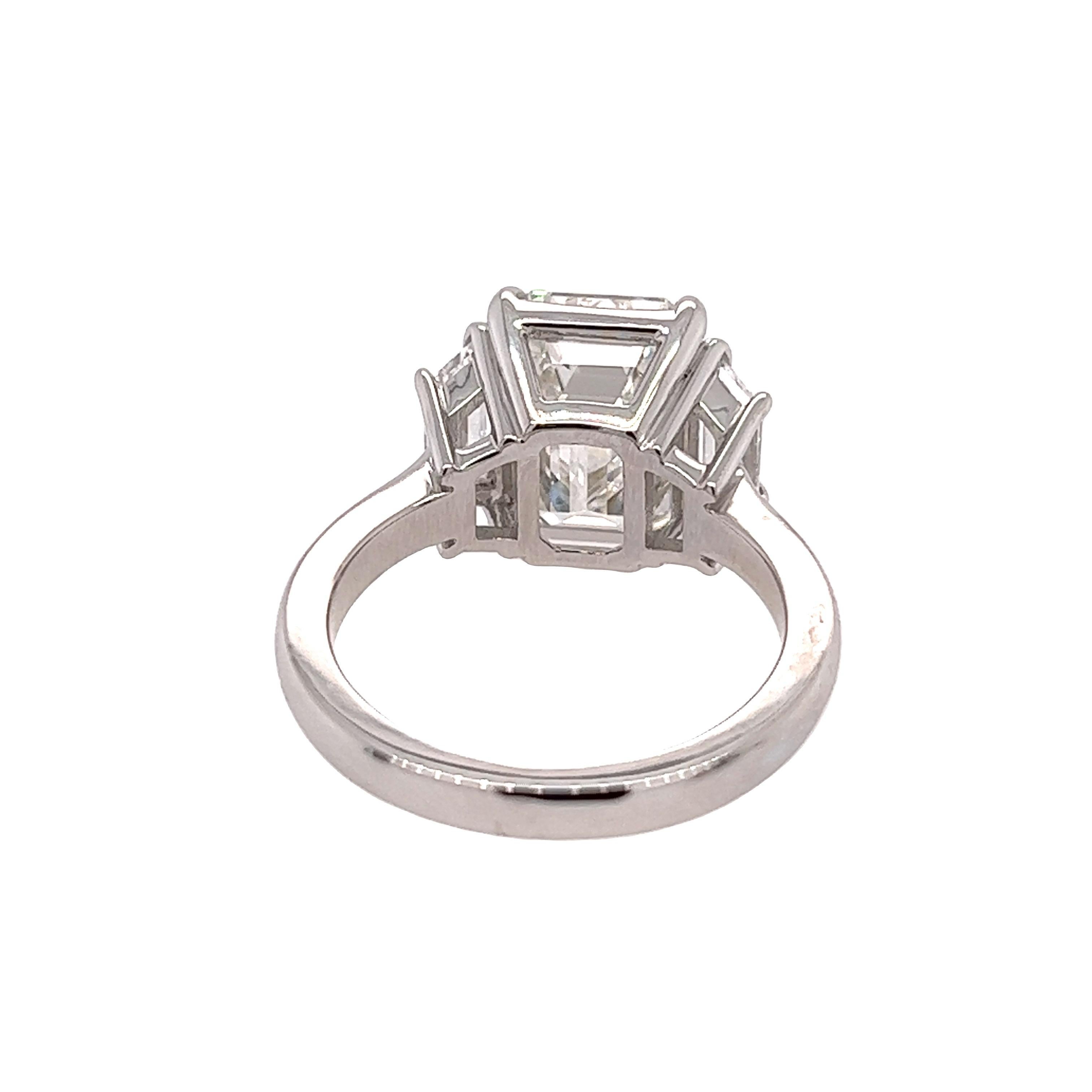 Women's David Rosenberg 5.01 Carat Emerald Cut G VS1 GIA Diamond Engagement Ring For Sale
