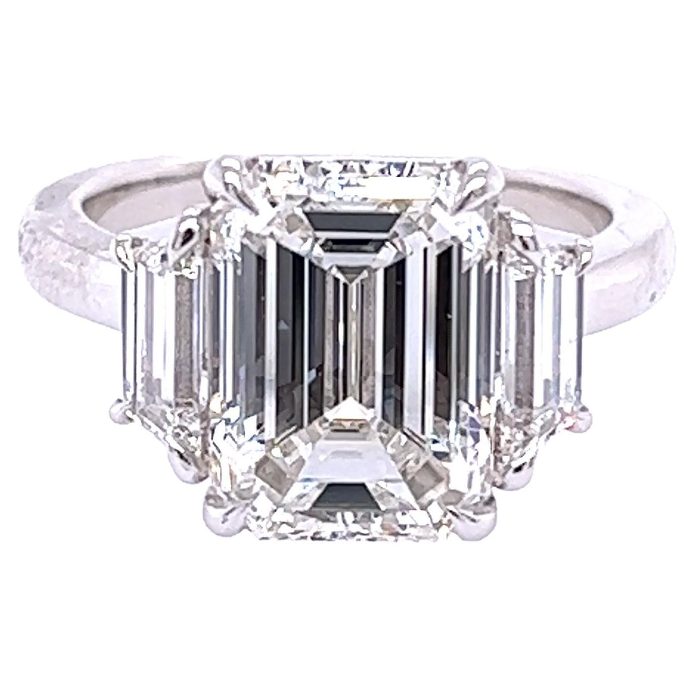 David Rosenberg 5.01 Carat Emerald Cut G VS1 GIA Diamond Engagement Ring