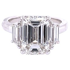 Vintage David Rosenberg 5.01 Carat Emerald Cut G VS1 GIA Diamond Engagement Ring