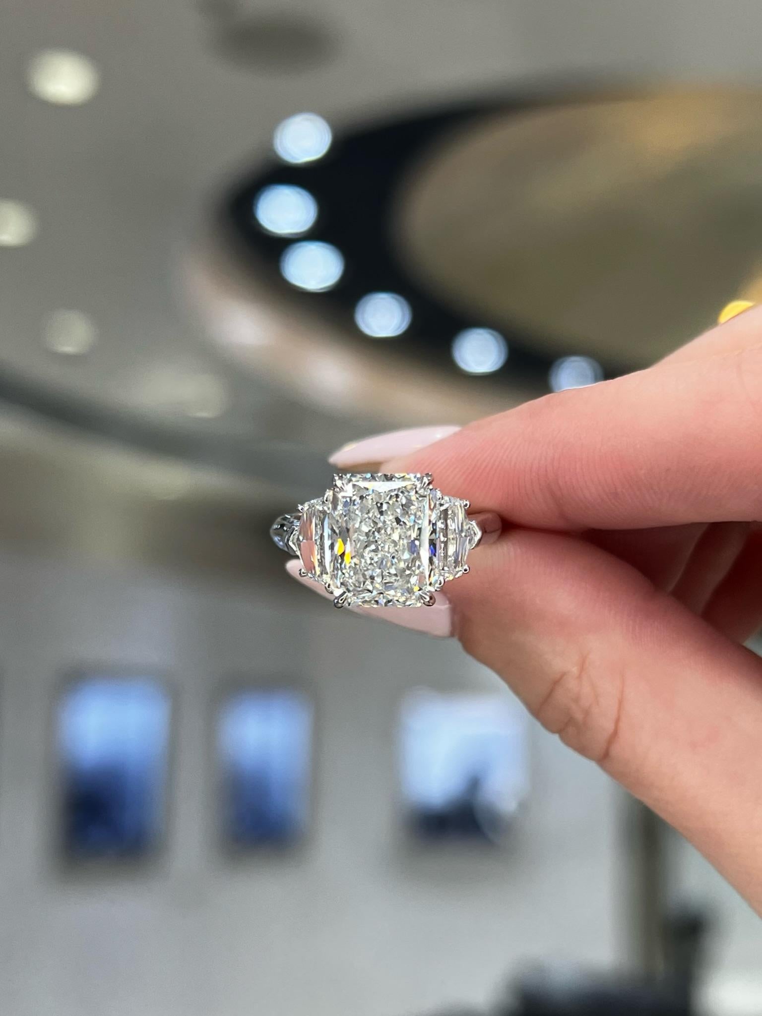 David Rosenberg Verlobungsring mit 5,01 Karat Diamant im Strahlenschliff F SI1 GIA im Angebot 4