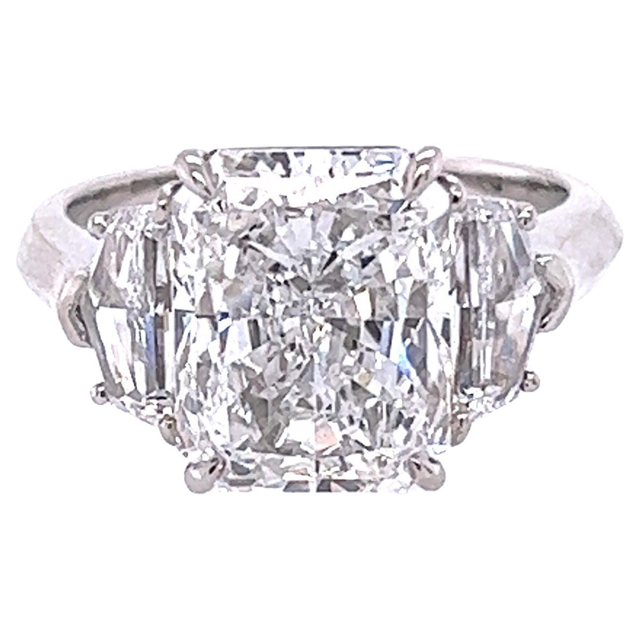 David Rosenberg, bague de fiançailles en diamant taille radiant de 5,01 carats F SI1 certifié GIA