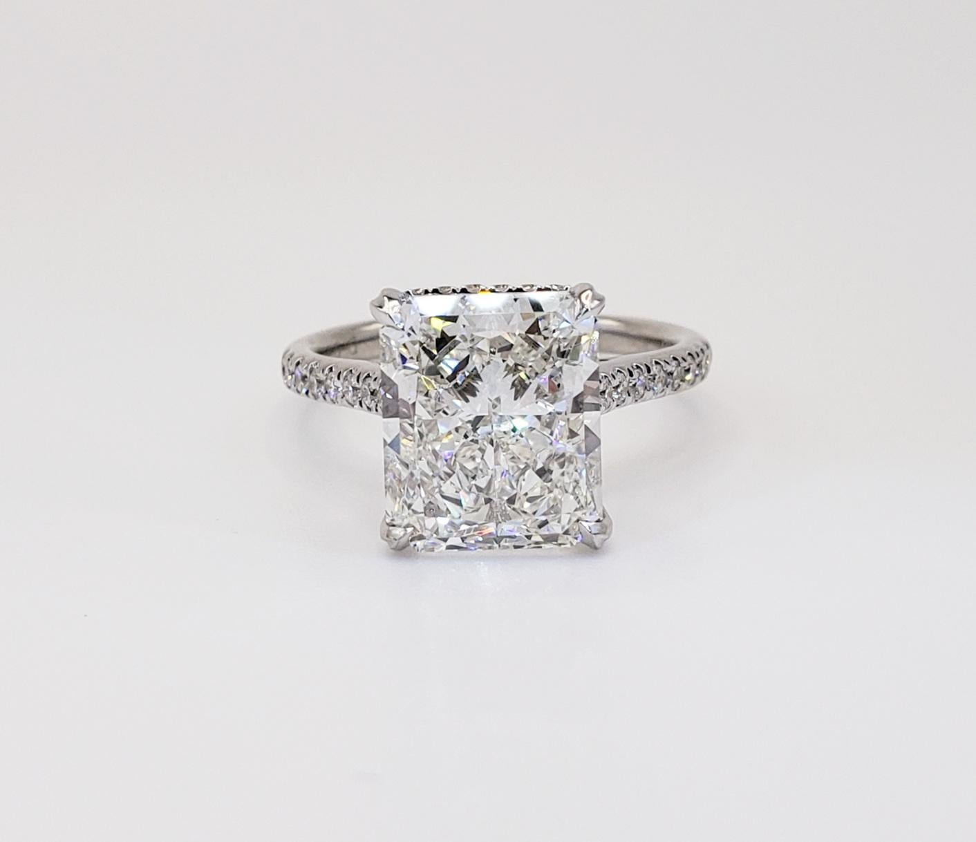 David Rosenberg 5.02 Carat Radiant Cut G/SI1 GIA Diamond Wedding Engagement Ring 3