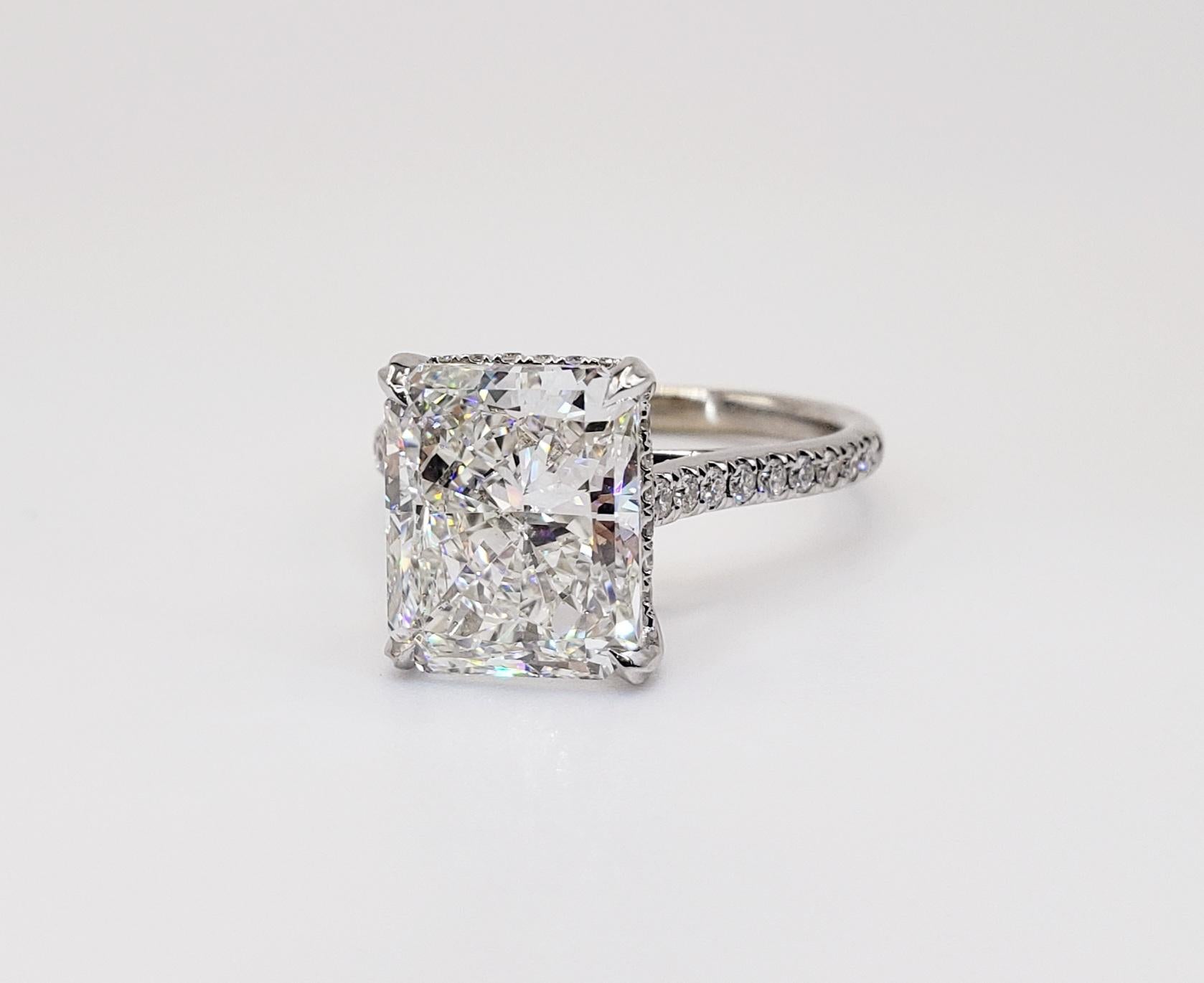 Modern David Rosenberg 5.02 Carat Radiant Cut G/SI1 GIA Diamond Wedding Engagement Ring