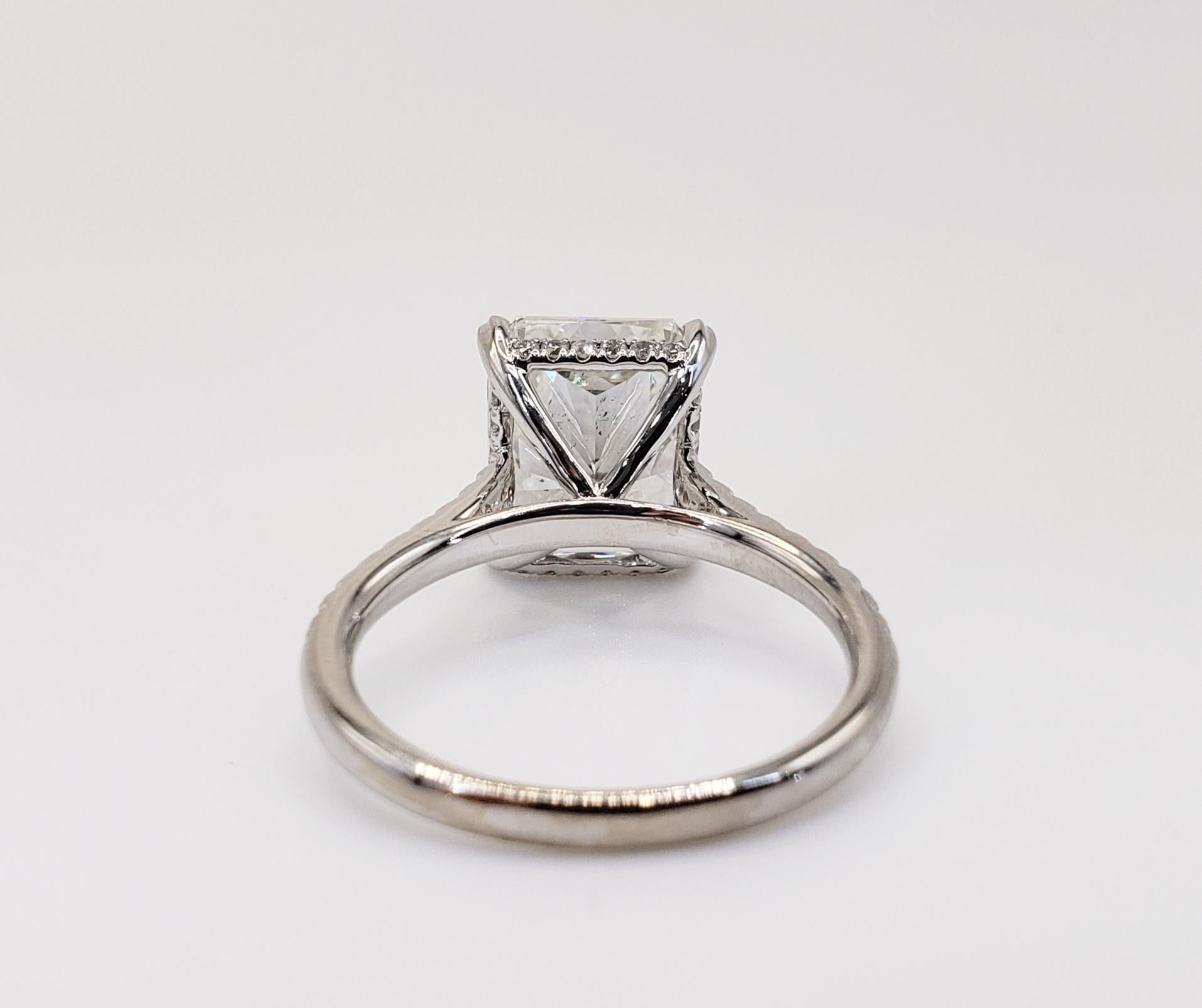Women's David Rosenberg 5.02 Carat Radiant Cut G/SI1 GIA Diamond Wedding Engagement Ring