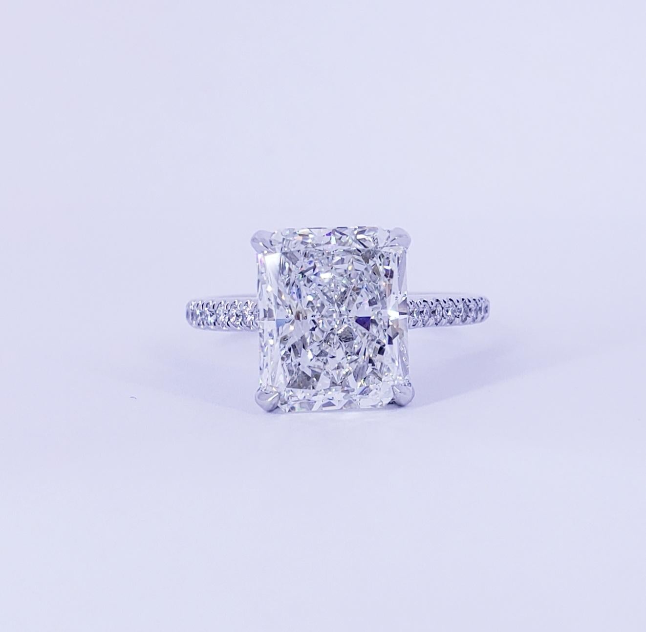 David Rosenberg 5.02 Carat Radiant Cut GIA Diamond Wedding Engagement Ring For Sale 2