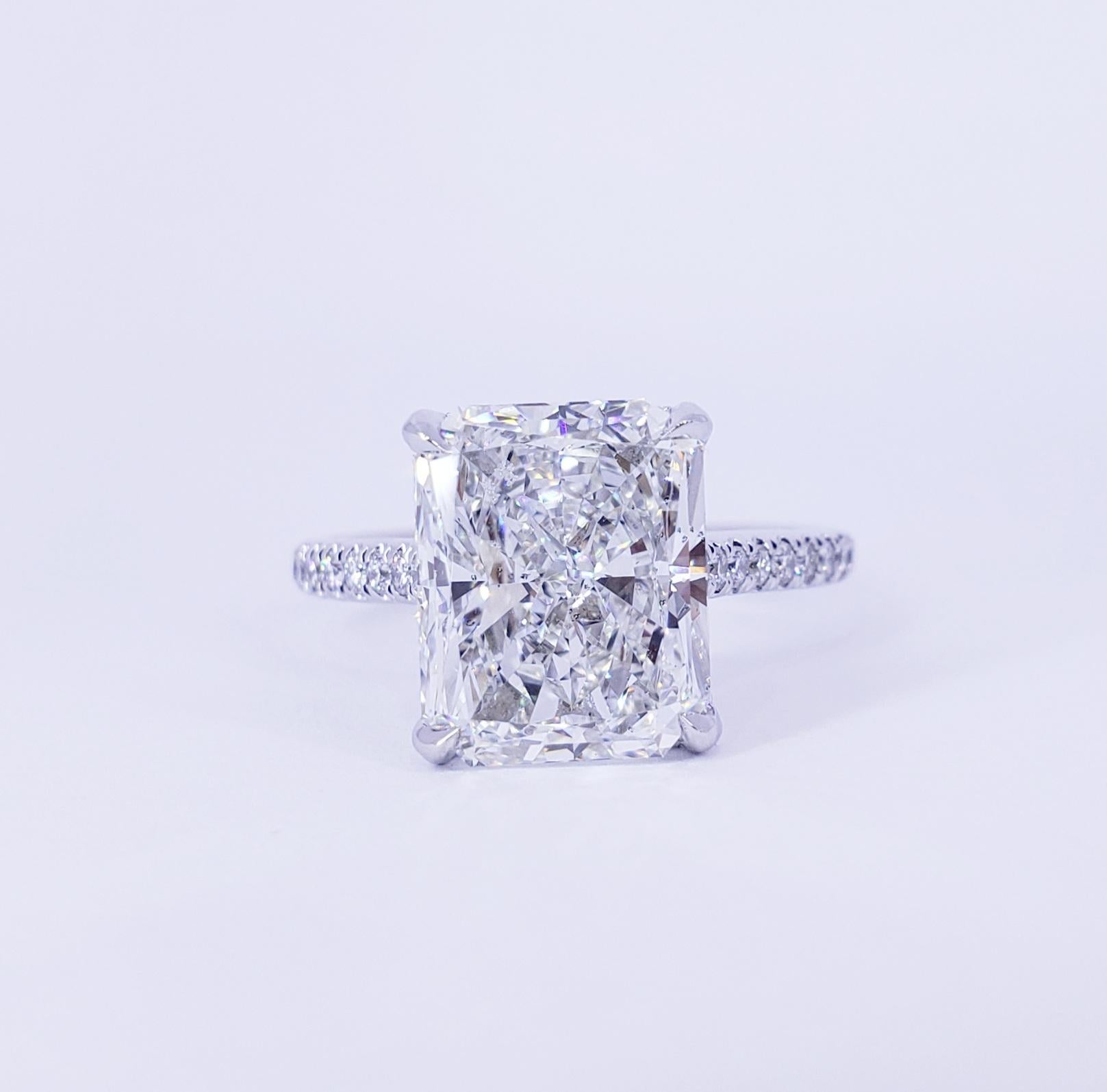 David Rosenberg 5.02 Carat Radiant Cut GIA Diamond Wedding Engagement Ring For Sale 3
