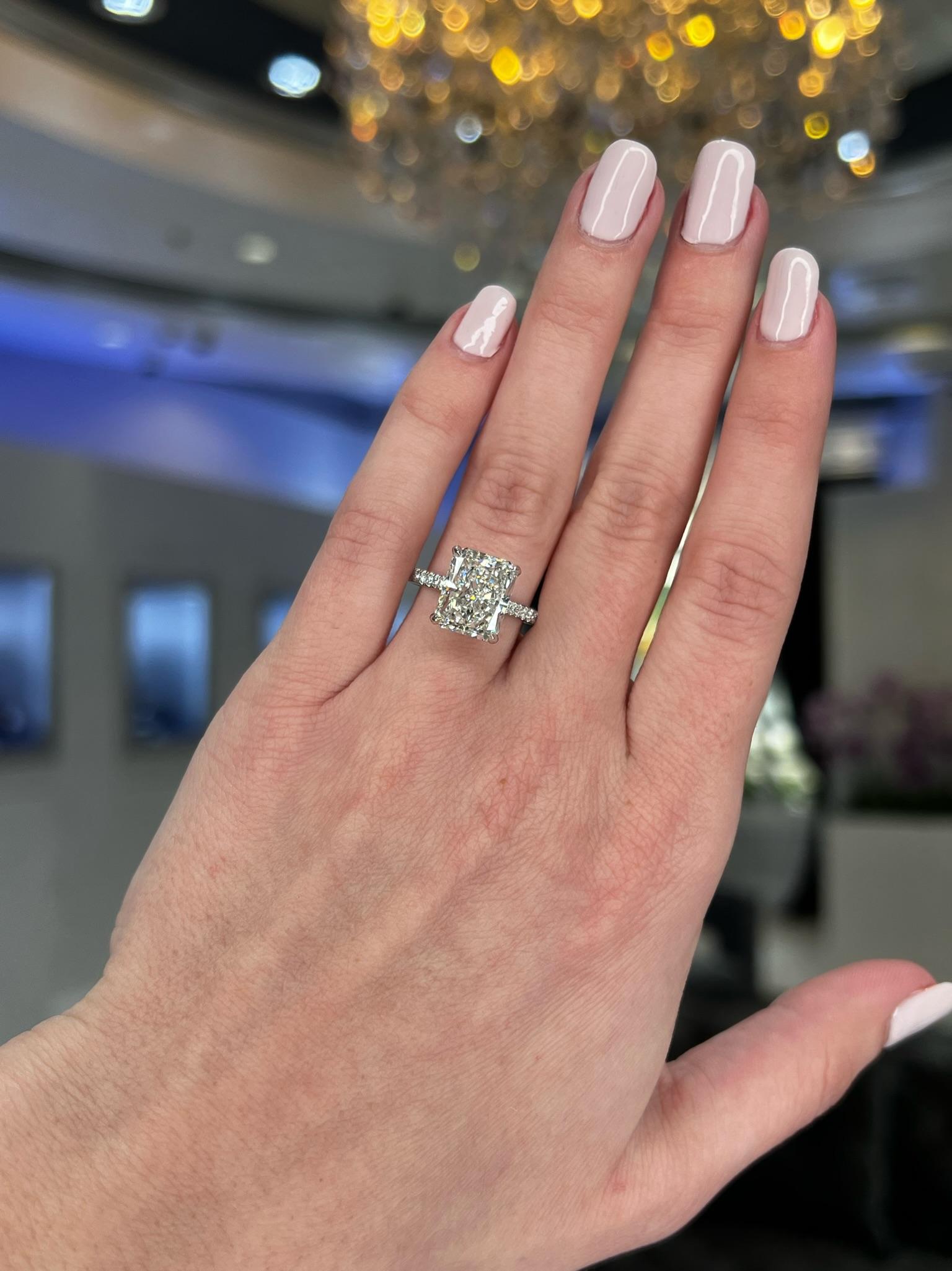 David Rosenberg 5.02 Carat Radiant Cut GIA Diamond Wedding Engagement Ring For Sale 4