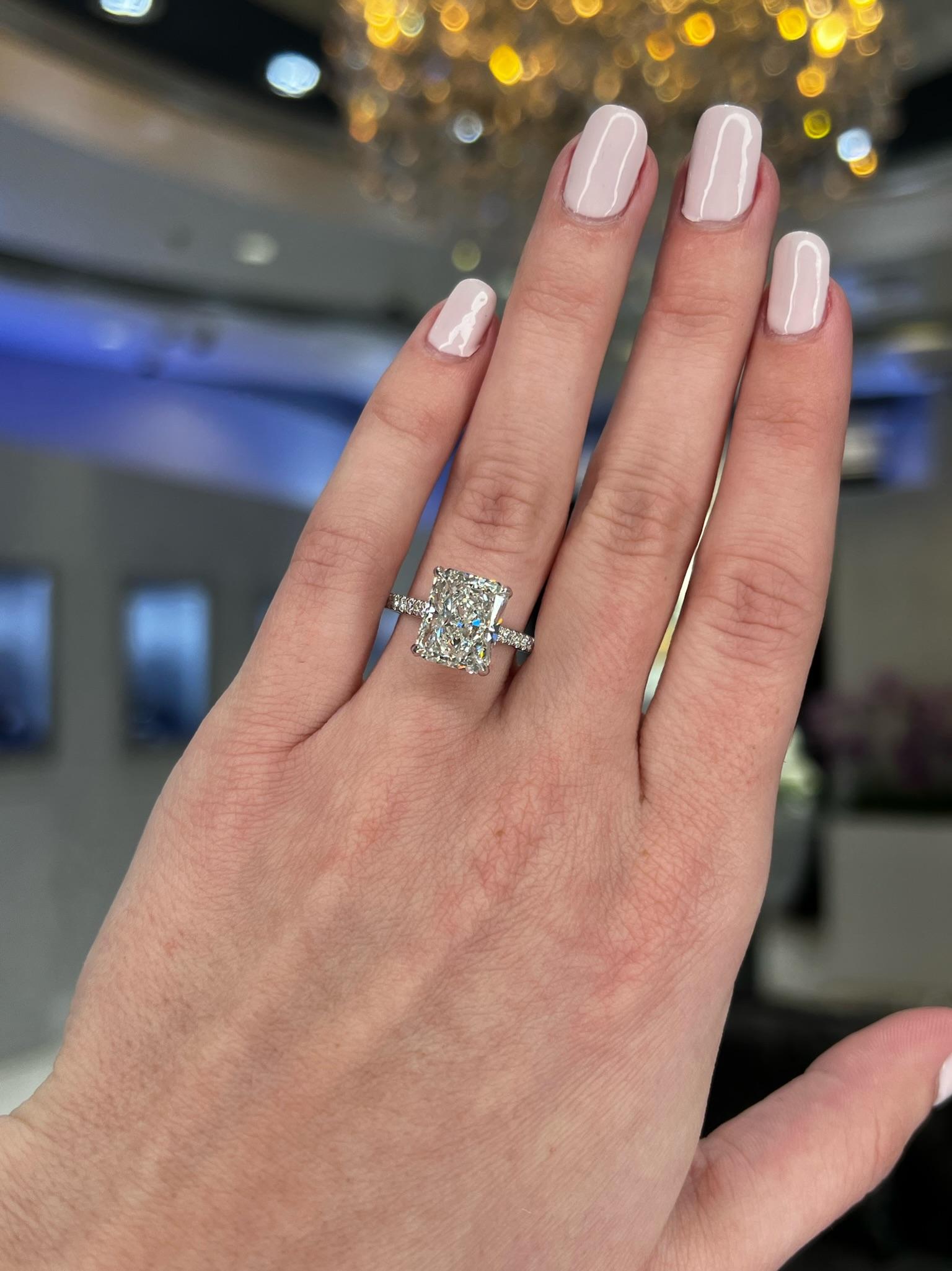 David Rosenberg 5.02 Carat Radiant Cut GIA Diamond Wedding Engagement Ring For Sale 5