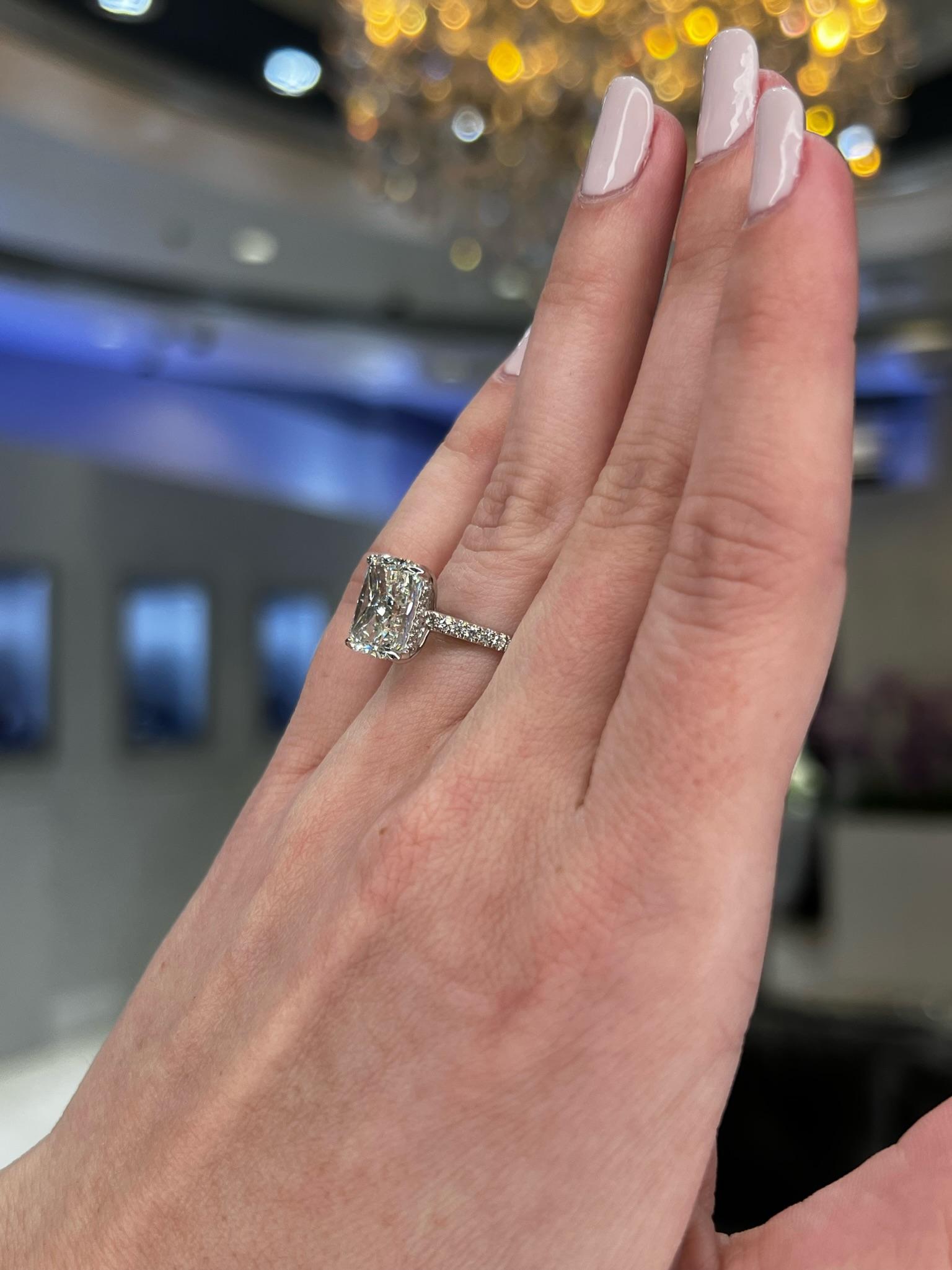 David Rosenberg 5.02 Carat Radiant Cut GIA Diamond Wedding Engagement Ring For Sale 6
