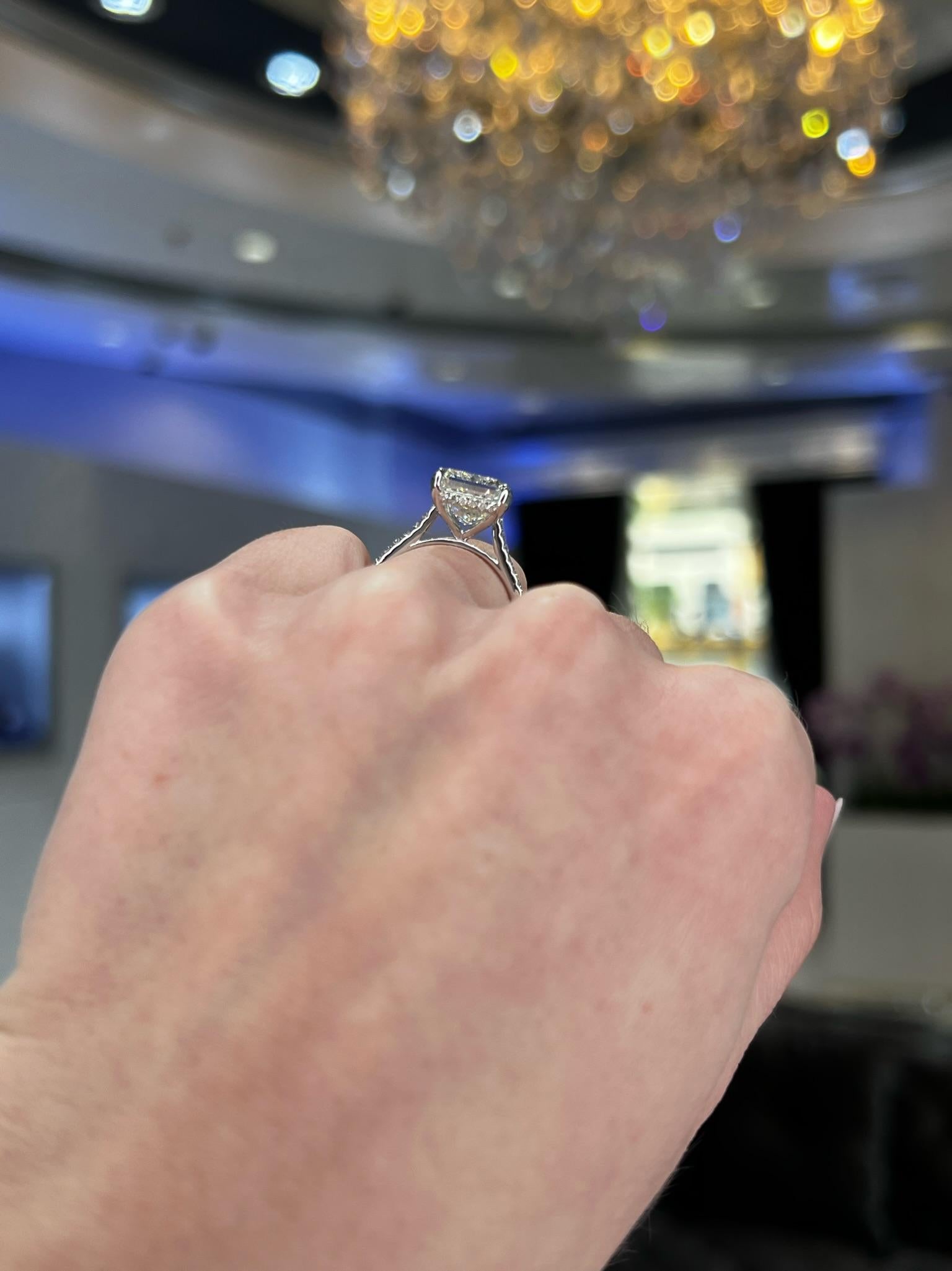 David Rosenberg 5.02 Carat Radiant Cut GIA Diamond Wedding Engagement Ring For Sale 7