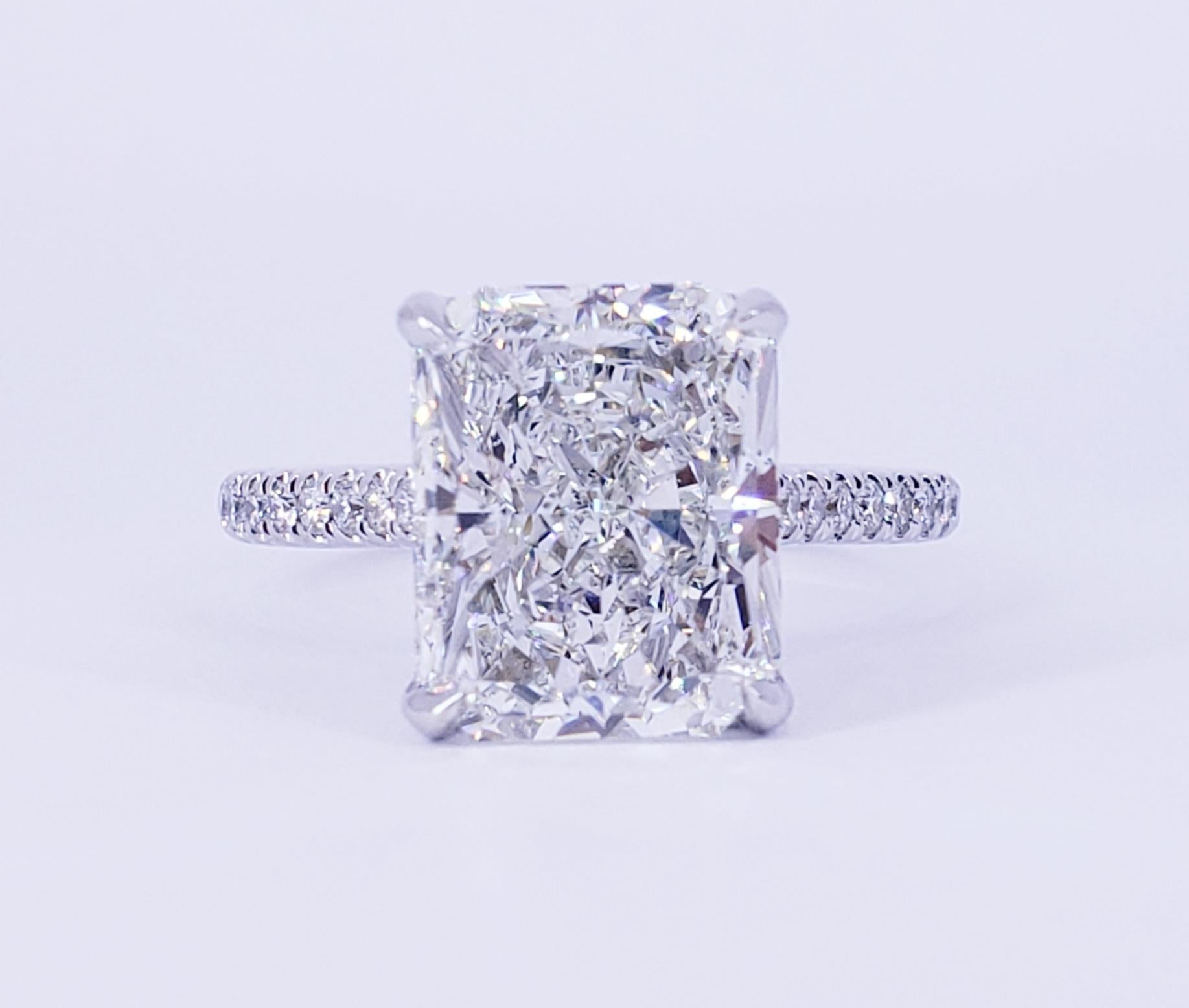 David Rosenberg 5.02 Carat Radiant Cut GIA Diamond Wedding Engagement Ring For Sale 1