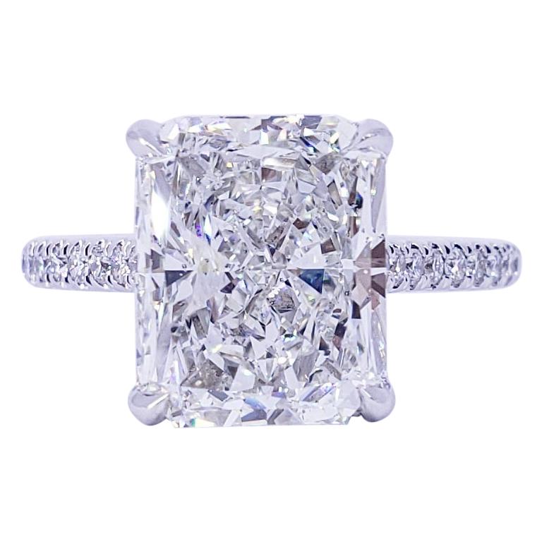 David Rosenberg 5.02 Carat Radiant Cut GIA Diamond Wedding Engagement Ring For Sale