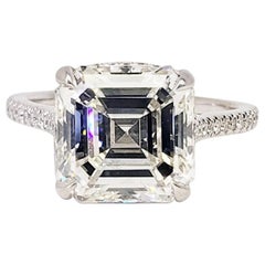 Verlobungsring mit 5,06 Karat Diamant im Asscher-Schliff, K/VS2, GIA