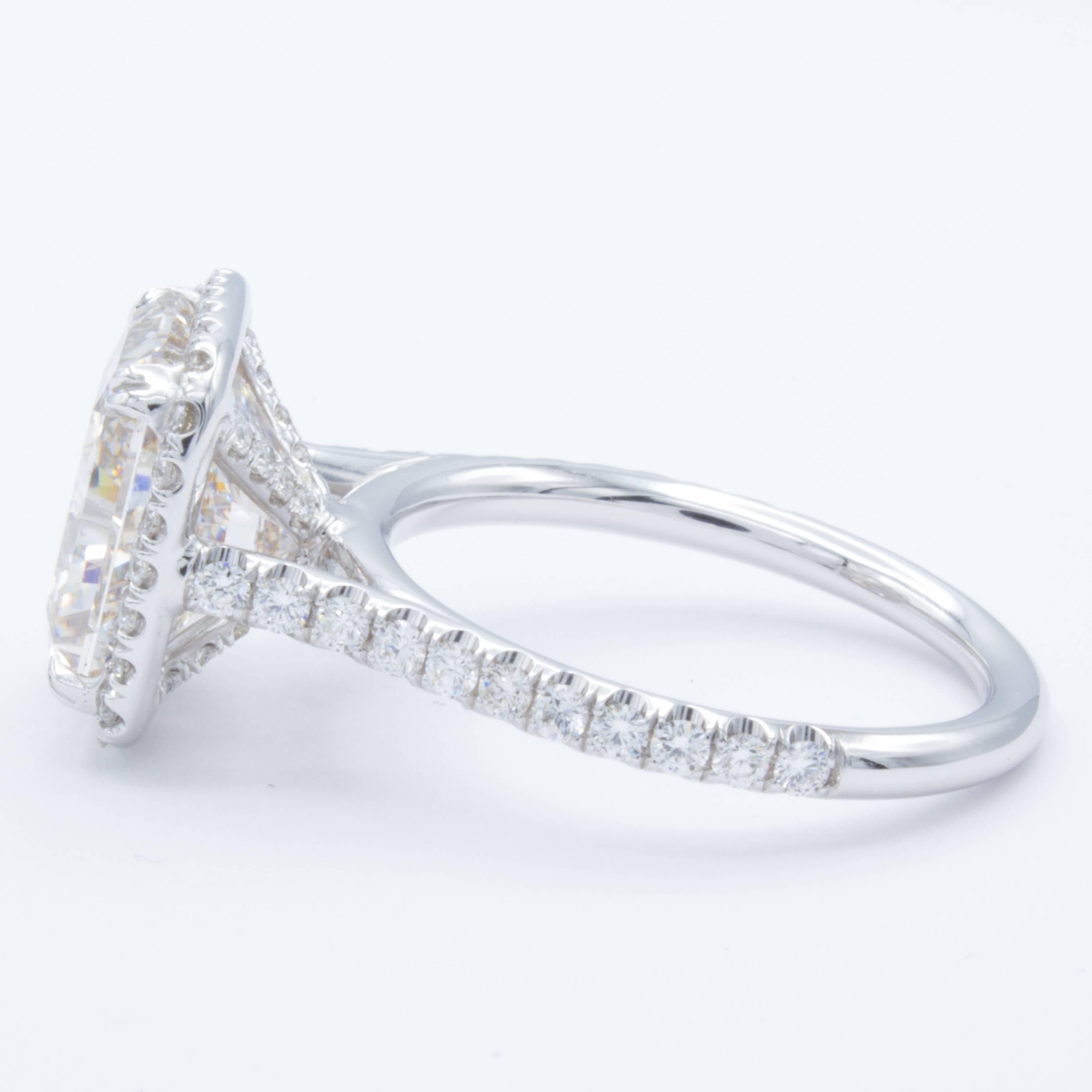 Modern David Rosenberg 5.17 Carat Radiant GIA J/VS2 18 Karat White Gold Diamond Ring