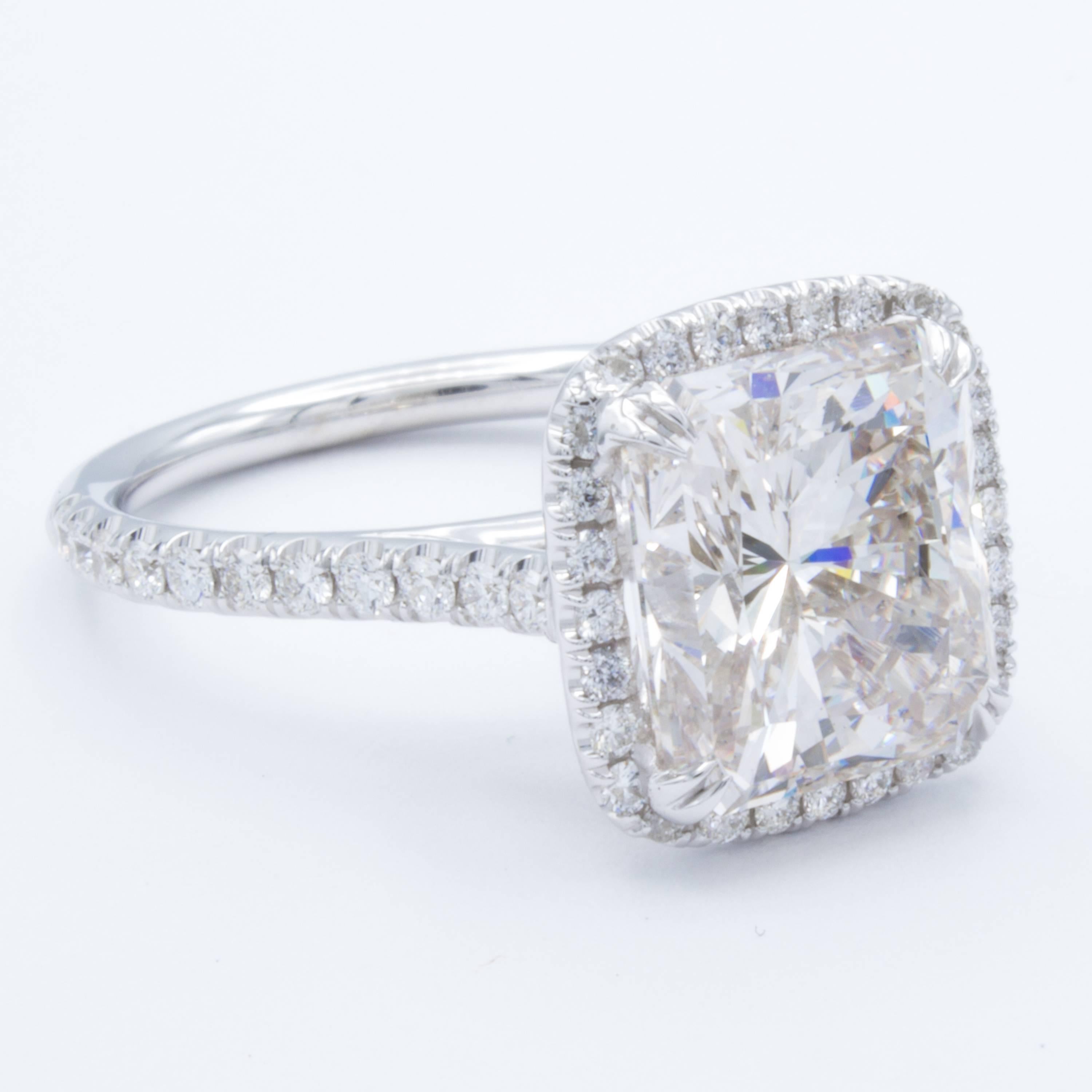 Women's David Rosenberg 5.17 Carat Radiant GIA J/VS2 18 Karat White Gold Diamond Ring