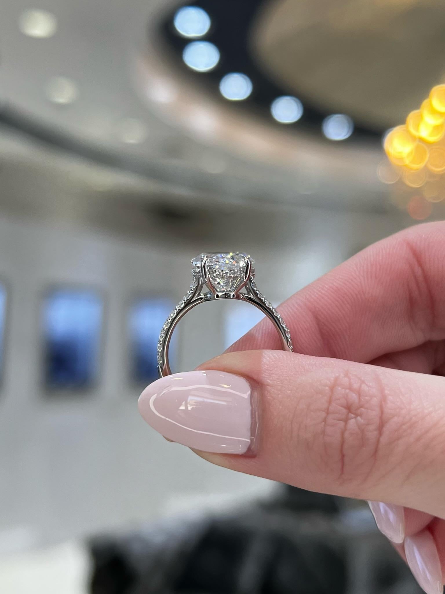 David Rosenberg 5.18 Carat Oval Shape D/SI2 GIA Diamond Engagement Wedding Ring For Sale 3