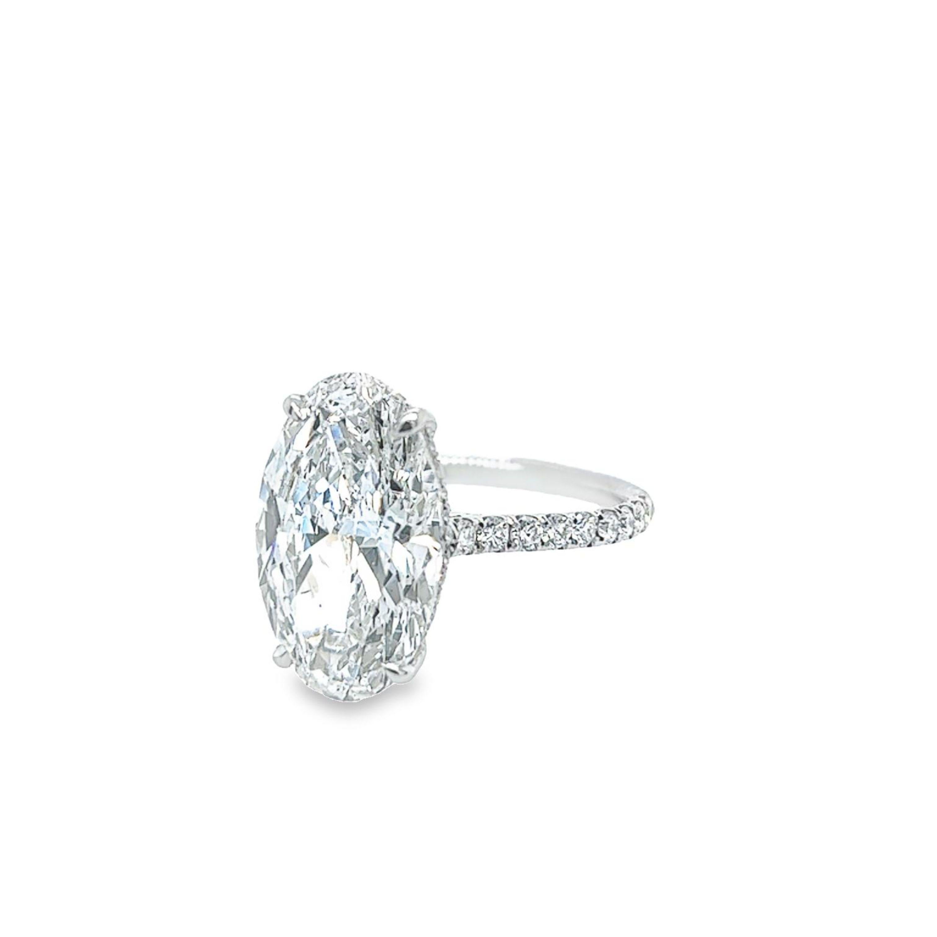 Verlobungsring mit 5,18 Karat ovalem D/SI2 GIA Diamant von David Rosenberg (Ovalschliff) im Angebot