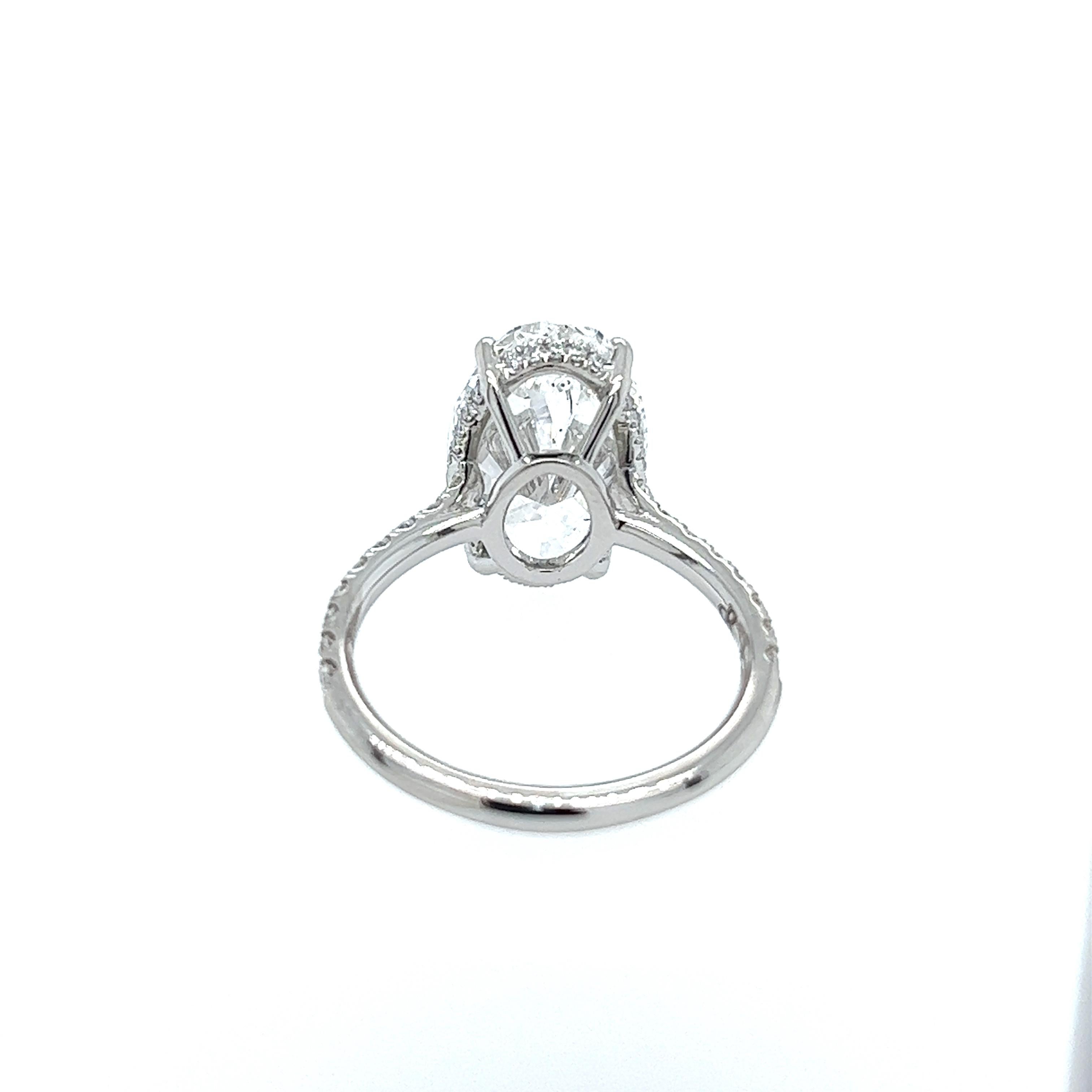 Modern David Rosenberg 5.18 Carat Oval Shape D/SI2 GIA Diamond Engagement Wedding Ring For Sale