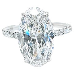 David Rosenberg, bague de fiançailles en diamant de forme ovale de 5,18 carats D/SI2, certifié GIA