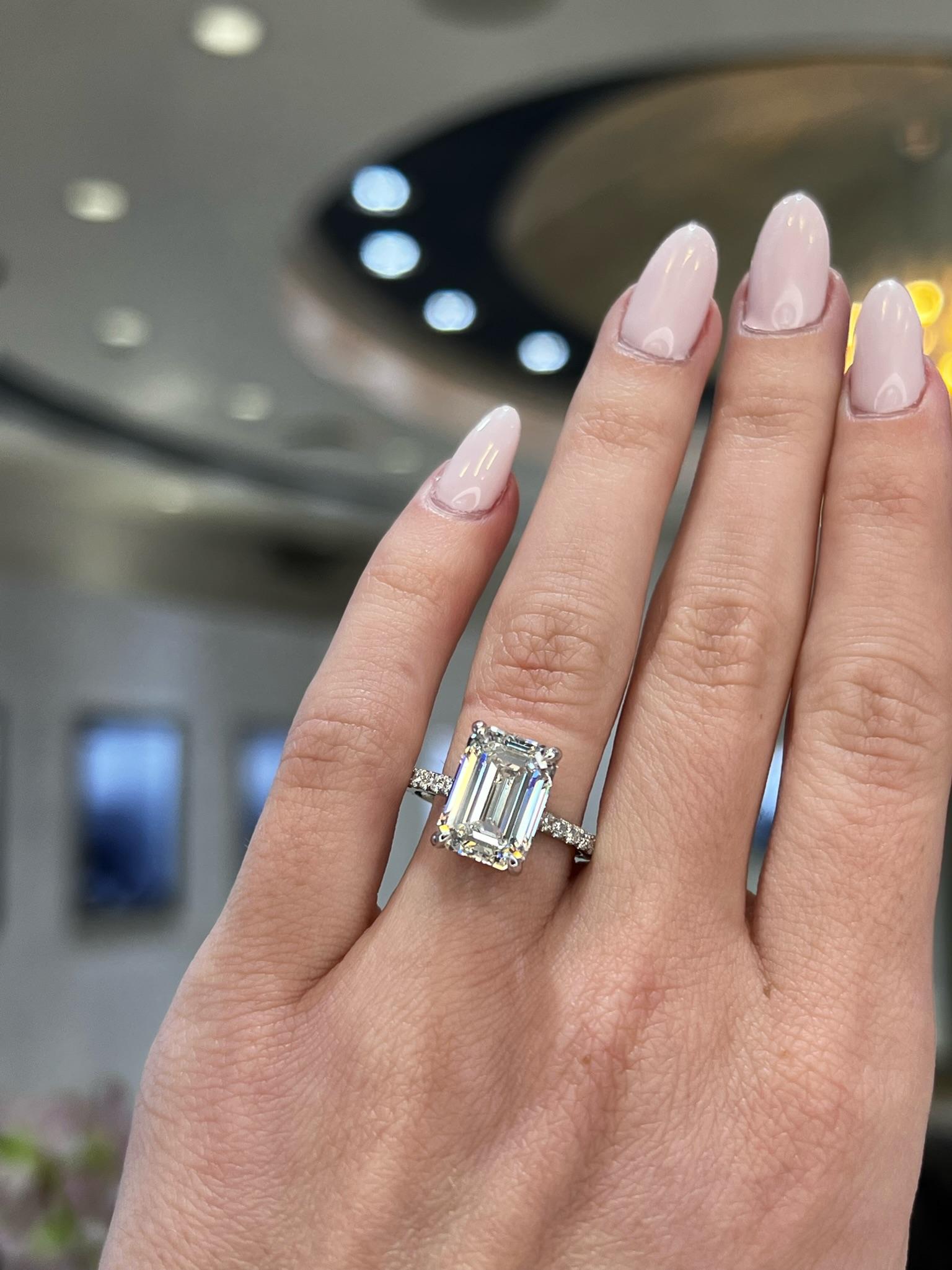 David Rosenberg 5.41 Carat Emerald Cut GIA Diamond Engagement Ring 5