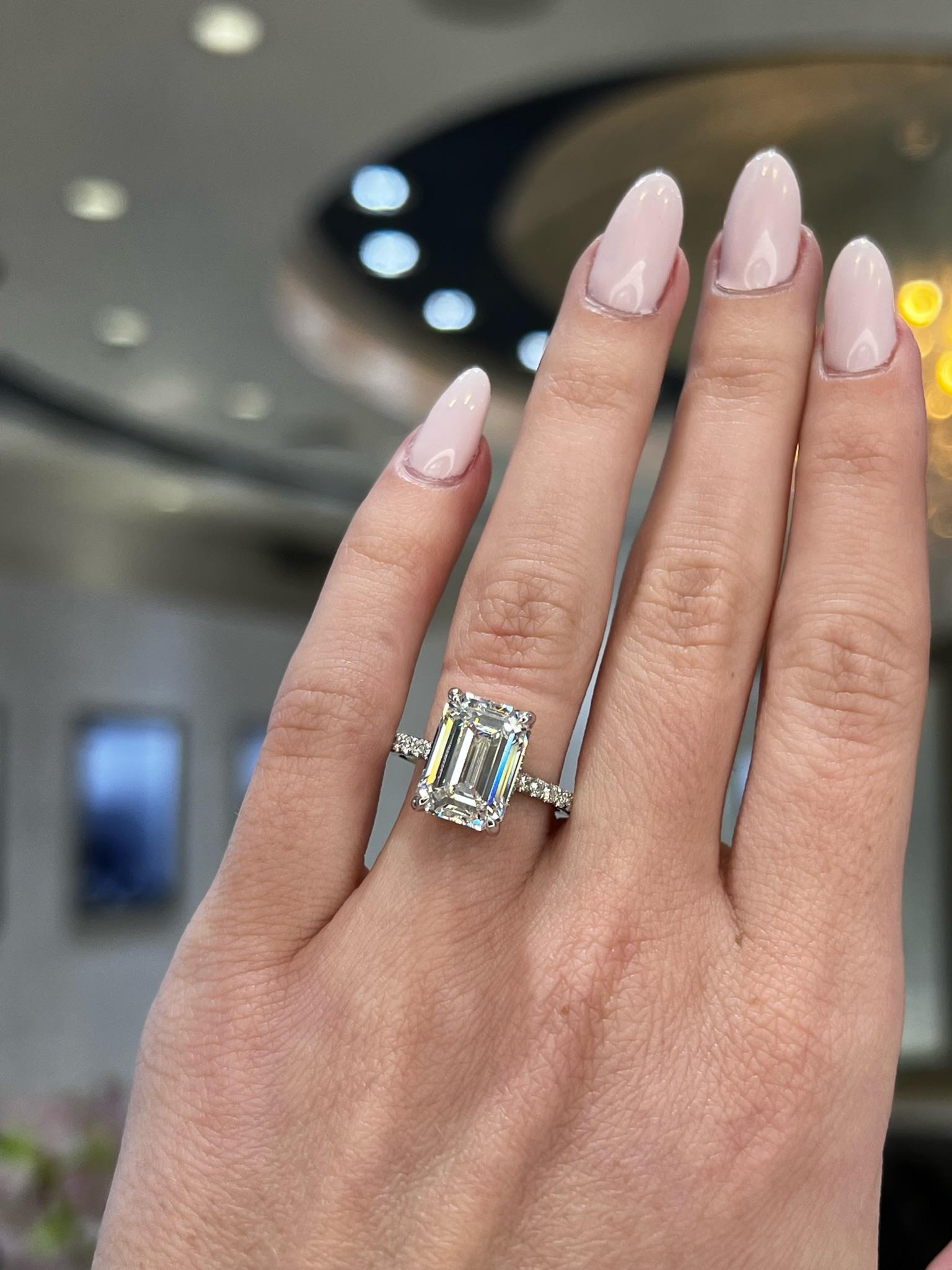 David Rosenberg 5.41 Carat Emerald Cut GIA Diamond Engagement Ring 6
