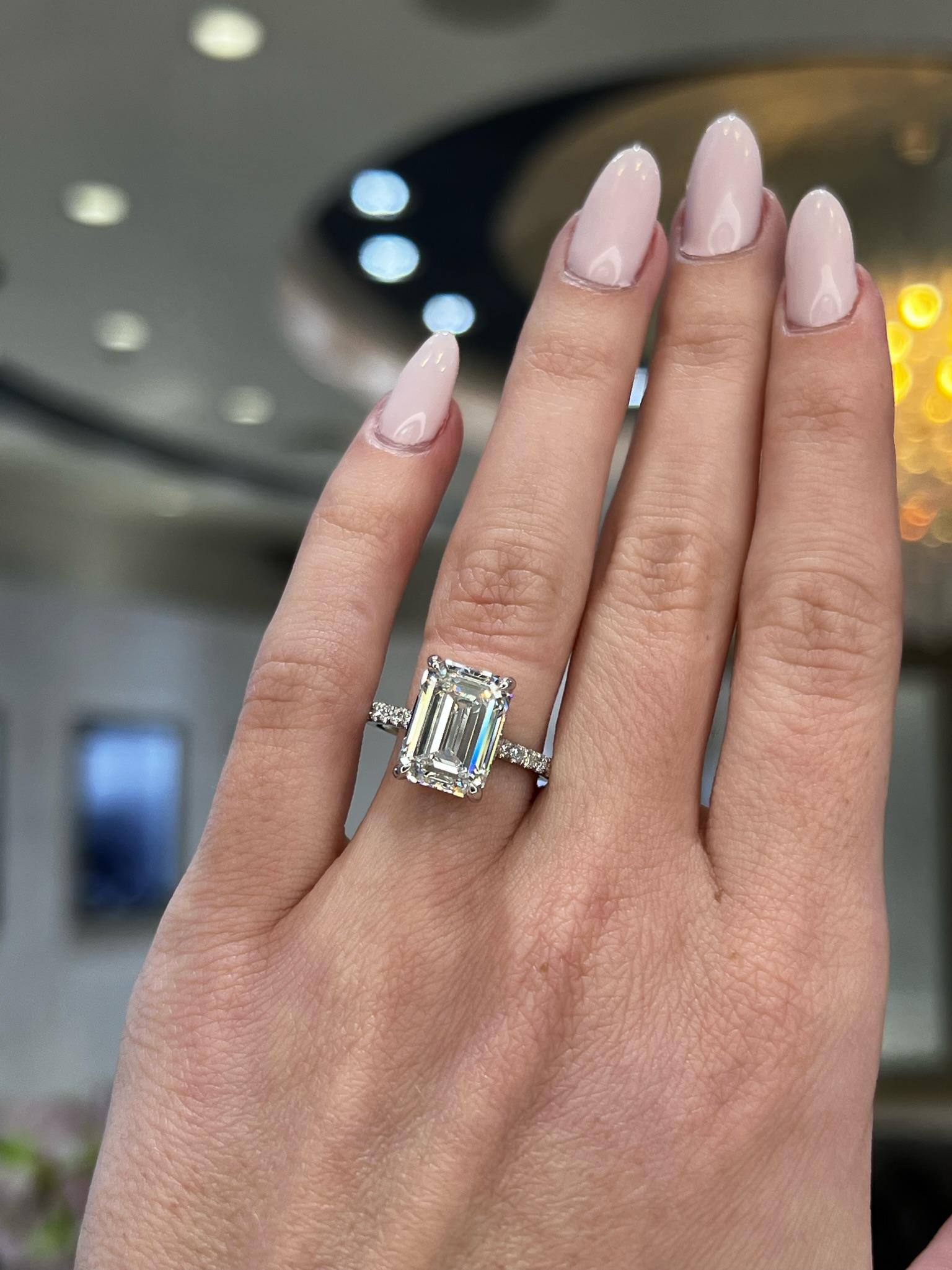 David Rosenberg 5.41 Carat Emerald Cut GIA Diamond Engagement Ring 7