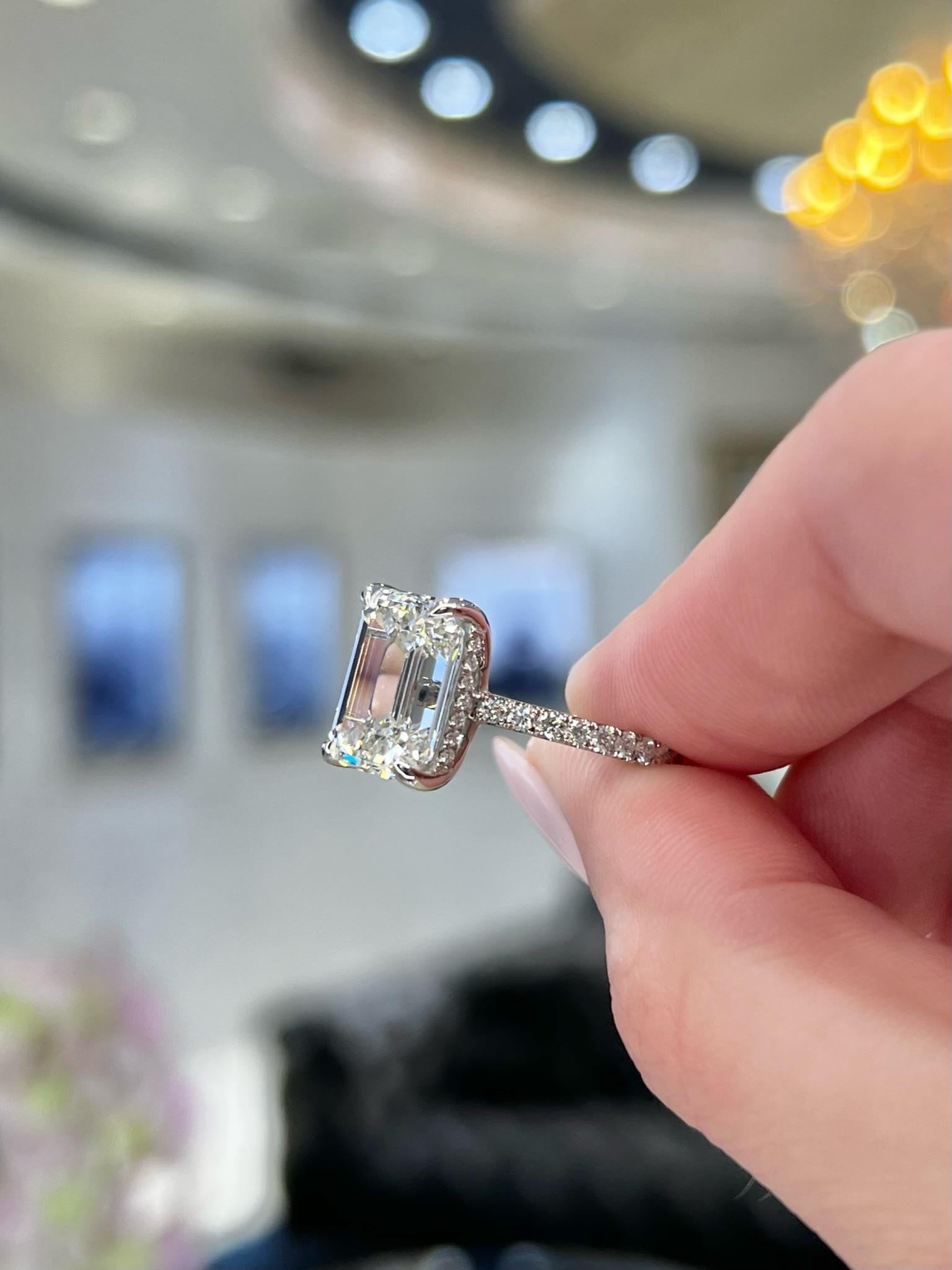 David Rosenberg 5.41 Carat Emerald Cut GIA Diamond Engagement Ring 8