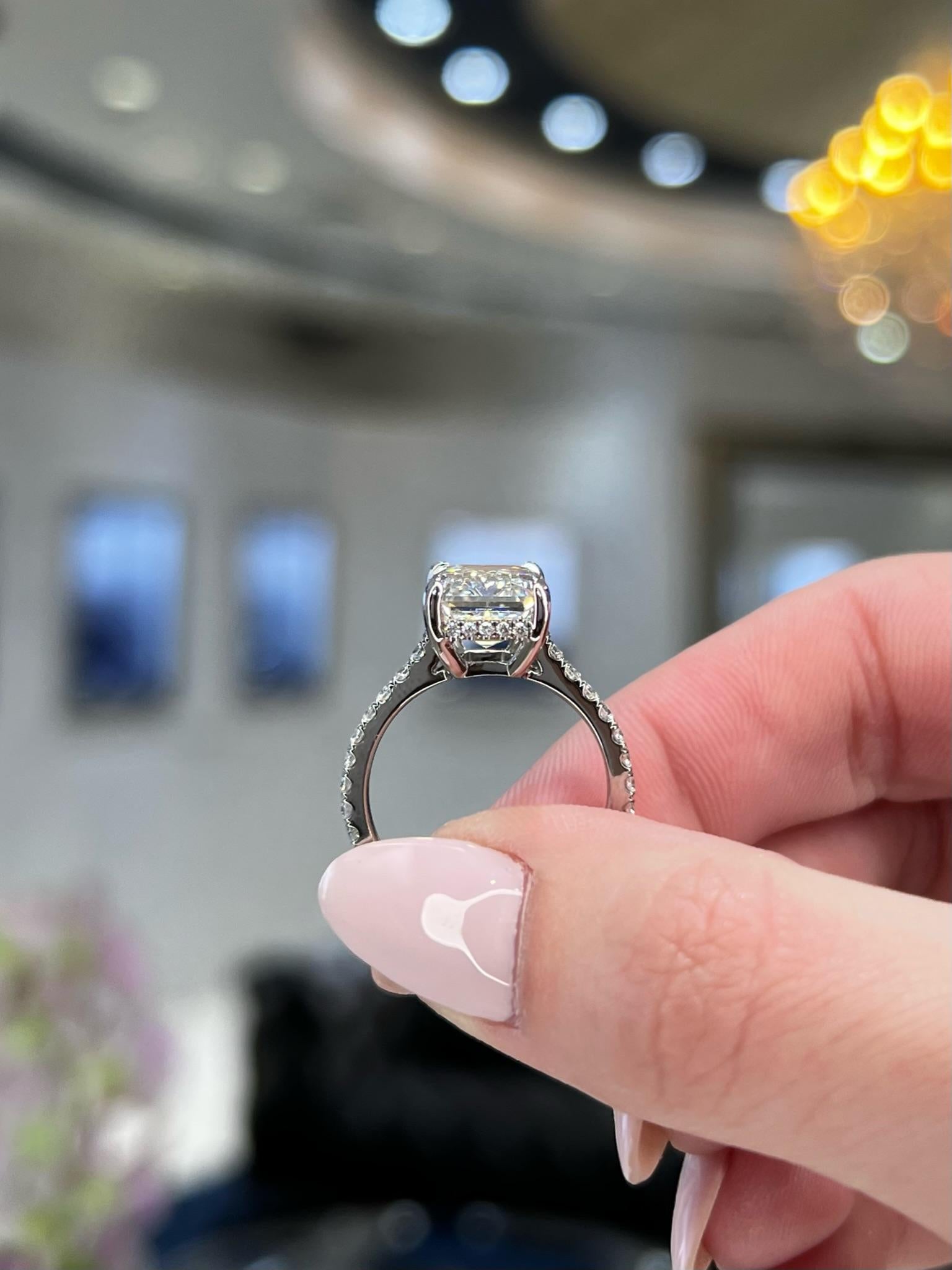 David Rosenberg 5.41 Carat Emerald Cut GIA Diamond Engagement Ring 9