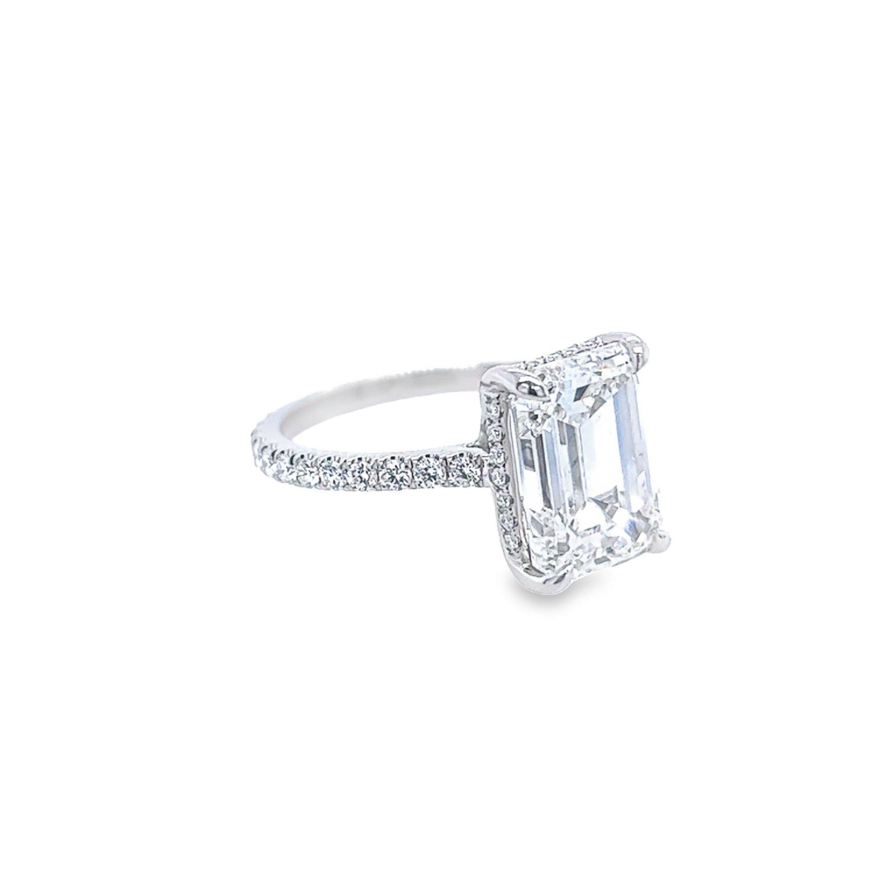 David Rosenberg 5.41 Carat Emerald Cut GIA Diamond Engagement Ring 1