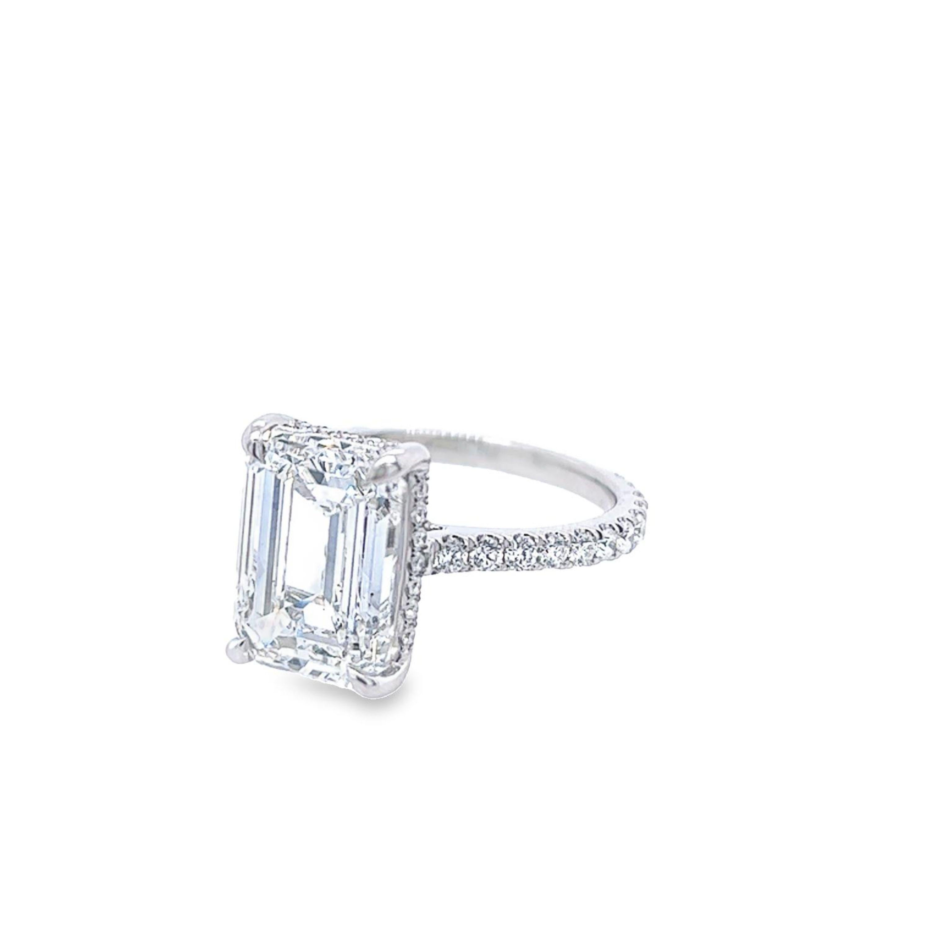 Modern David Rosenberg 5.41 Carat Emerald Cut GIA Diamond Engagement Ring