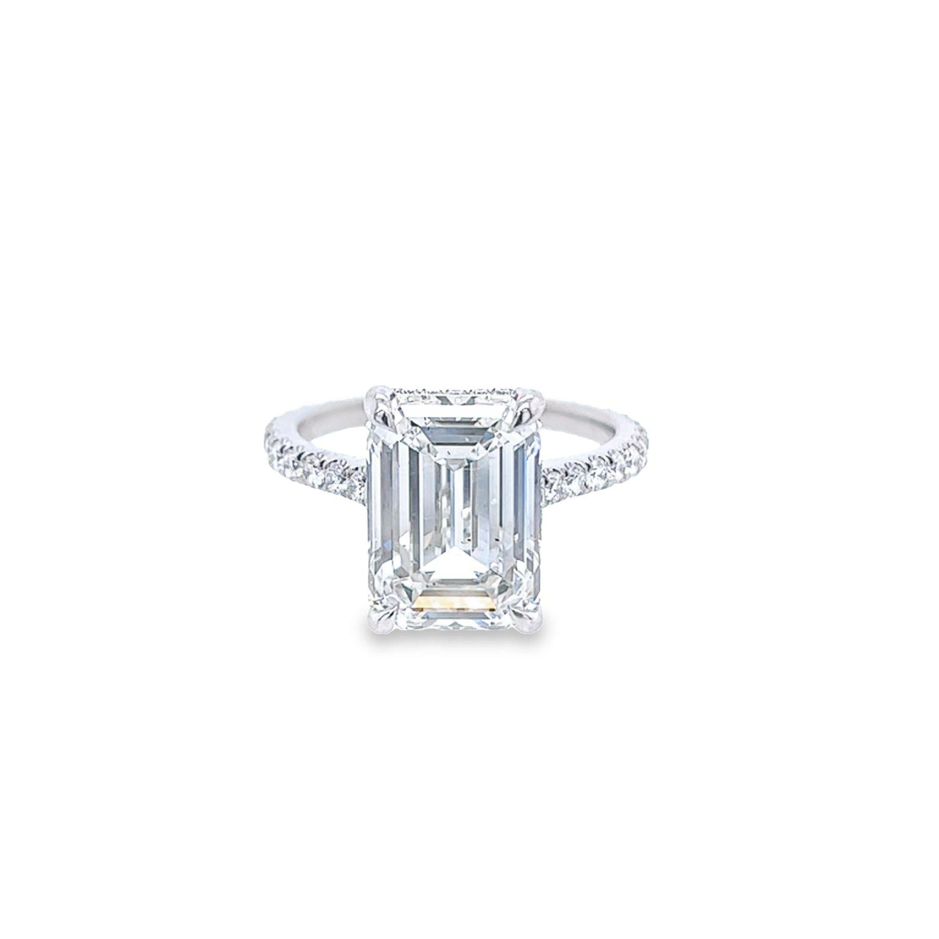 David Rosenberg 5.41 Carat Emerald Cut GIA Diamond Engagement Ring 3