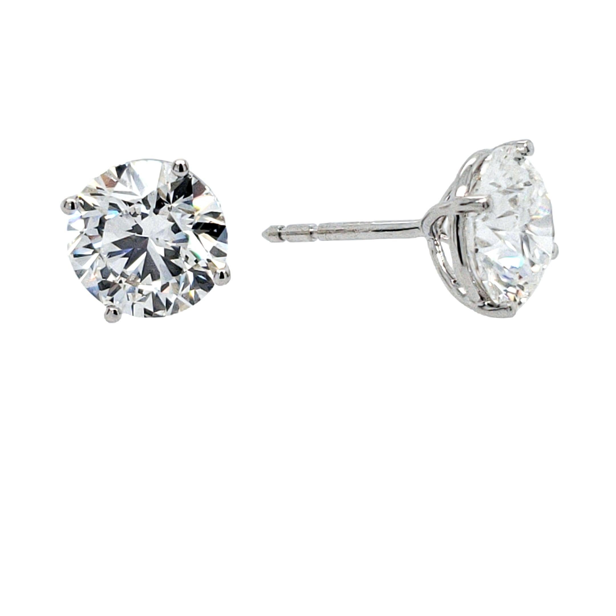 Round Cut David Rosenberg 5.42 Total Carats Round F/VS2 Triple Excellent GIA Diamond Studs For Sale