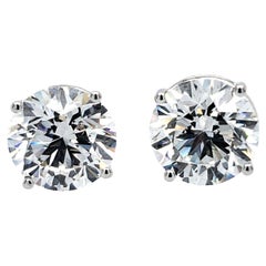 David Rosenberg 5.42 Total Carats Round F/VS2 Triple Excellent GIA Diamond Studs