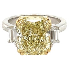 David Rosenberg 5.63 ct Radiant Fancy Light Yellow GIA Diamond Engagement Ring