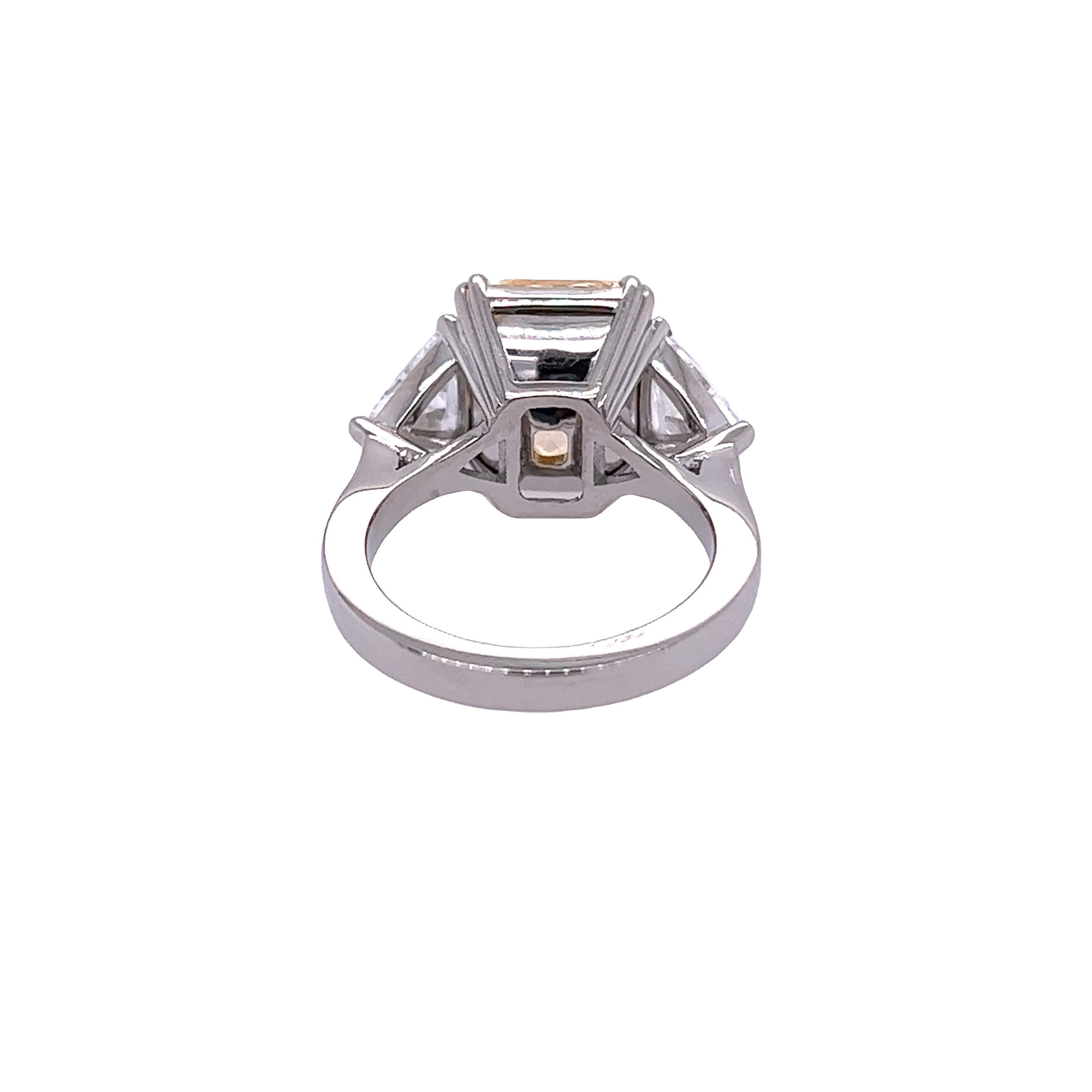 Modern David Rosenberg 5.68 ct Fancy Light Yellow Radiant GIA Diamond Engagement Ring For Sale