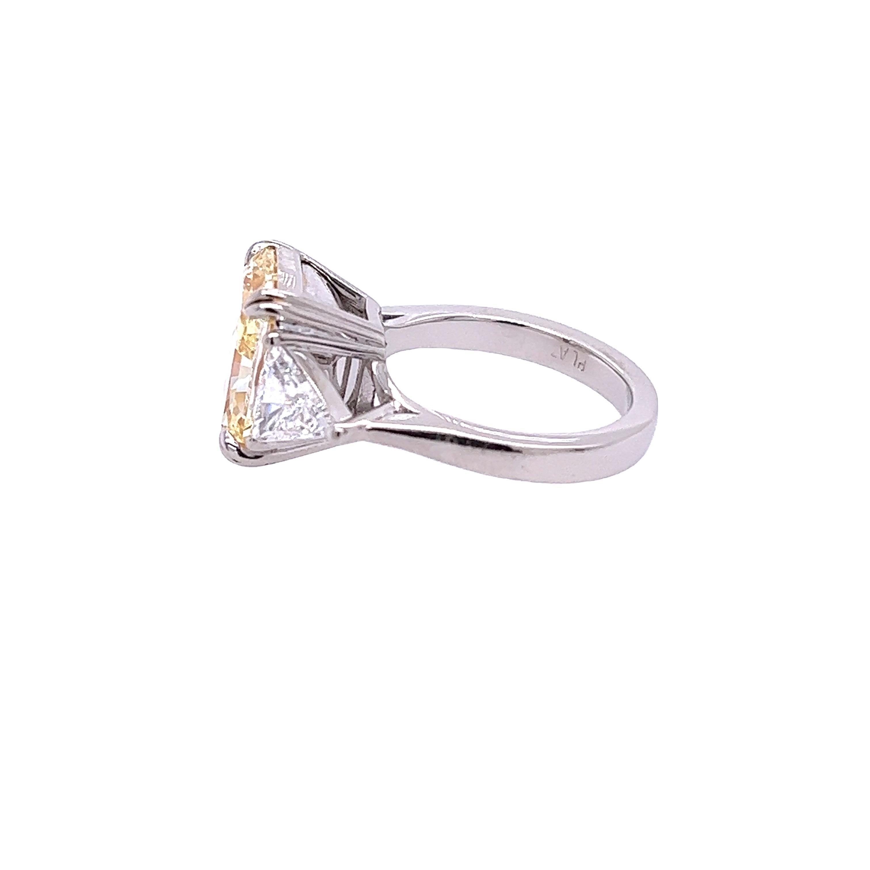 Radiant Cut David Rosenberg 5.68 ct Fancy Light Yellow Radiant GIA Diamond Engagement Ring For Sale