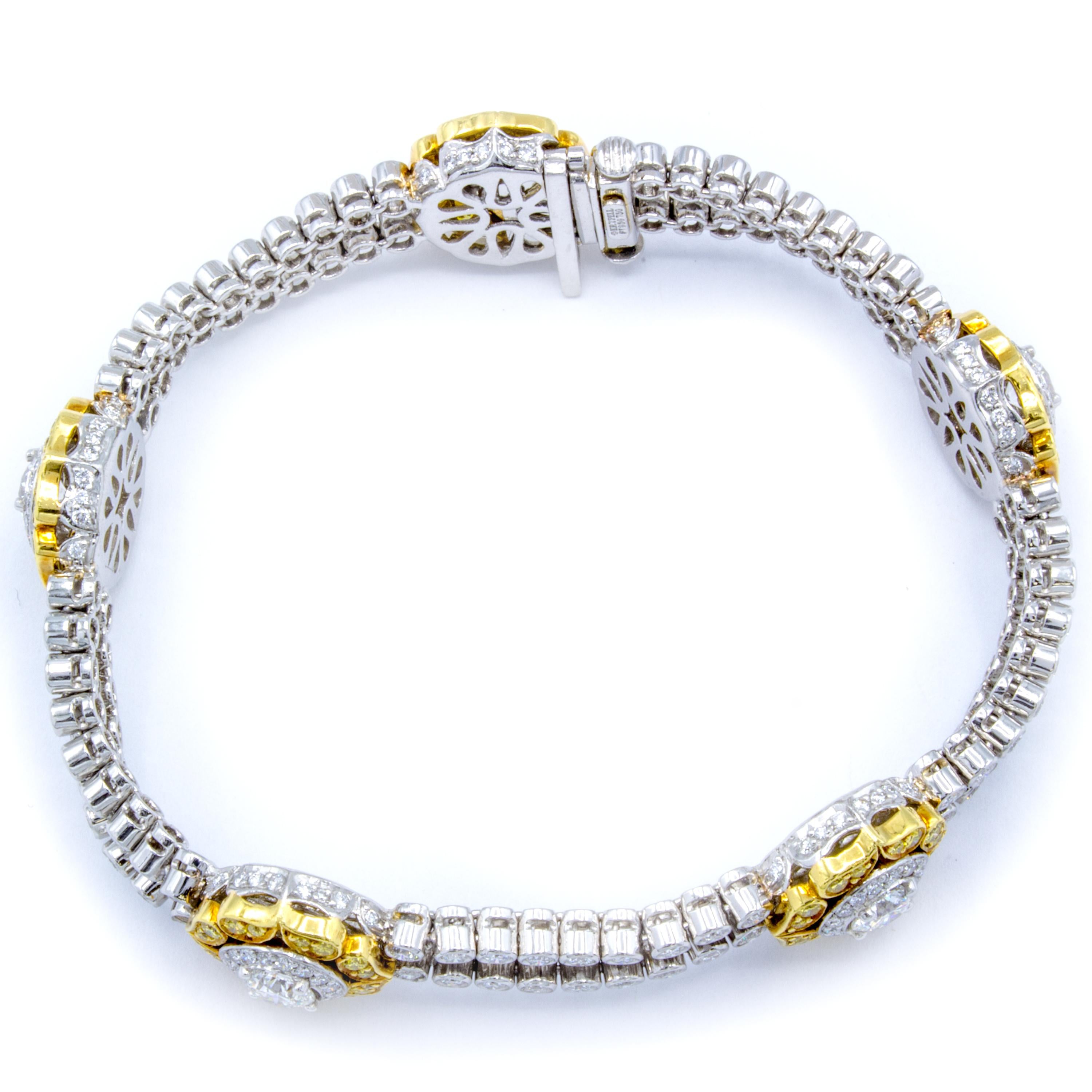 Women's David Rosenberg 5.77 Total Carats White and Natural Fancy Diamond Bracelet