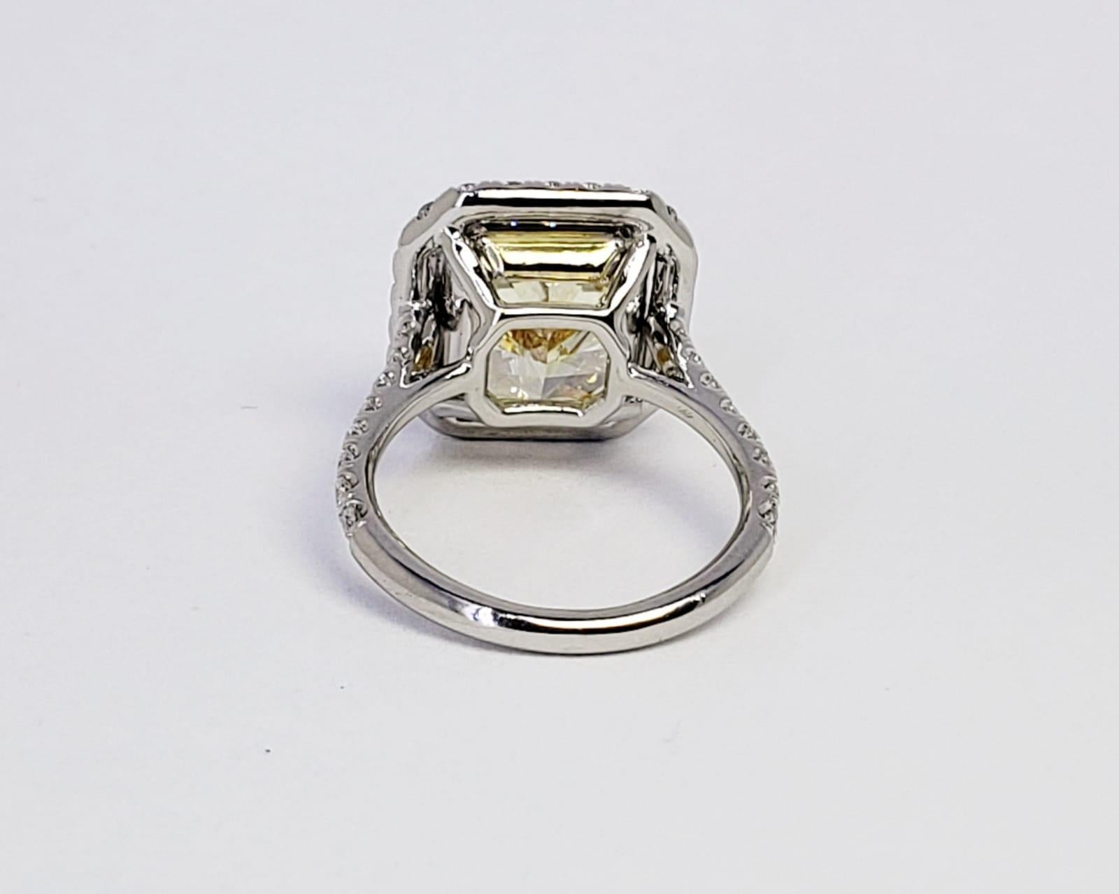 Modern David Rosenberg 5.94 Carat Radiant Fancy Yellow VS2 GIA Diamond Engagement Ring