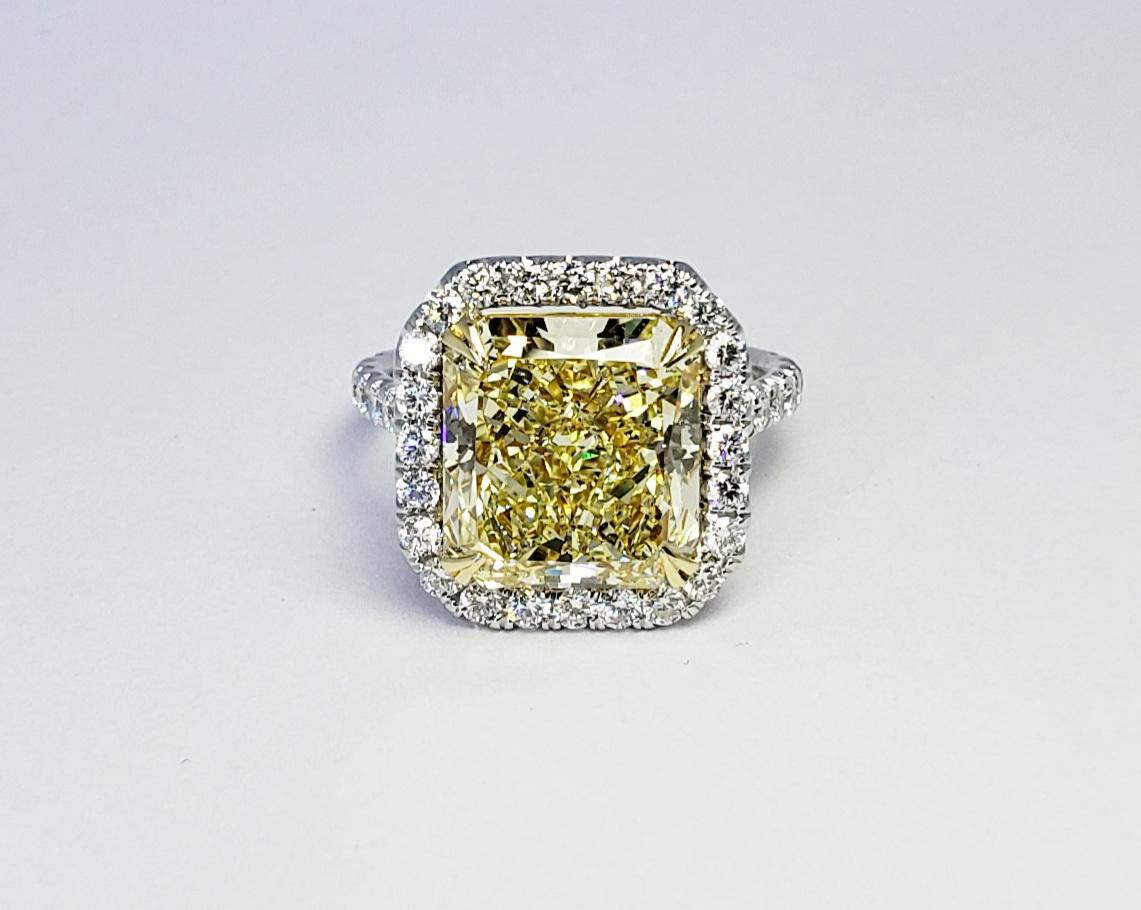 David Rosenberg 5.94 Carat Radiant Fancy Yellow VS2 GIA Diamond Engagement Ring In New Condition In Boca Raton, FL