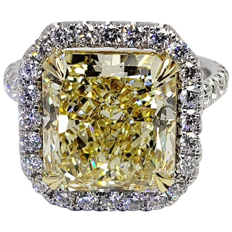 David Rosenberg 5.94 Carat Radiant Fancy Yellow VS2 GIA Diamond Engagement Ring