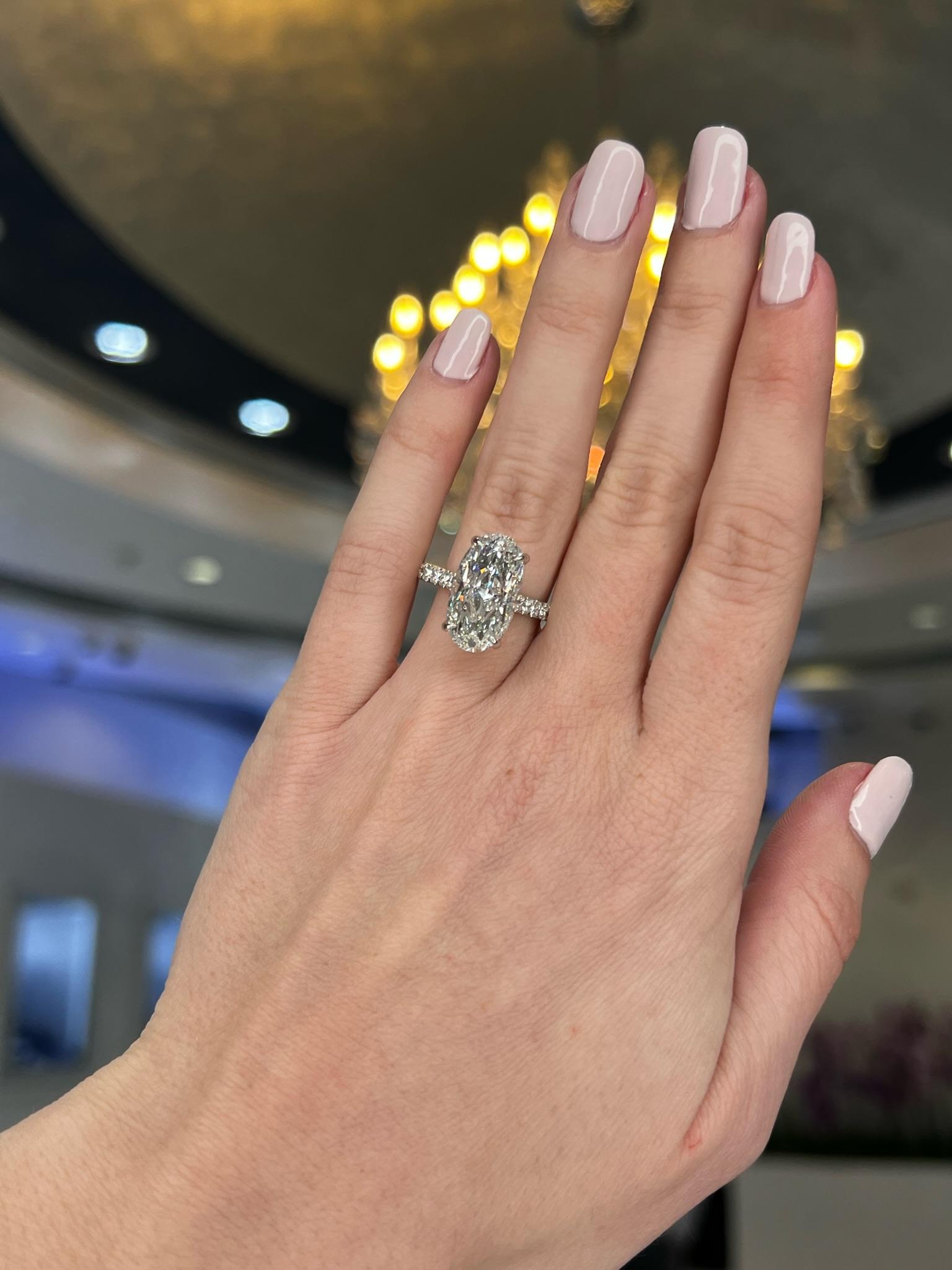 David Rosenberg 6.01 Carat Oval Shape D/SI2 GIA Diamond Engagement Wedding Ring For Sale 4