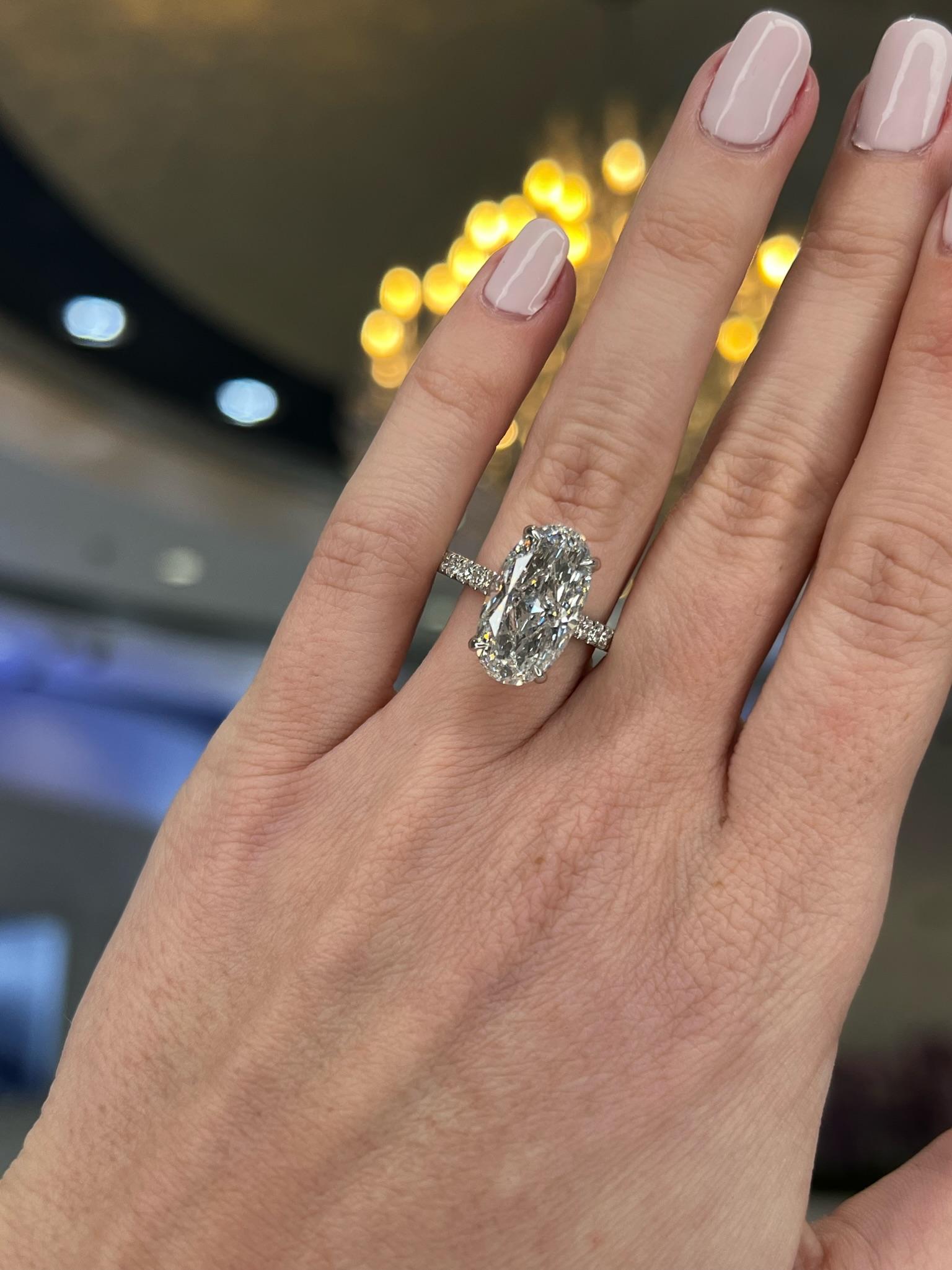 David Rosenberg 6.01 Carat Oval Shape D/SI2 GIA Diamond Engagement Wedding Ring For Sale 7