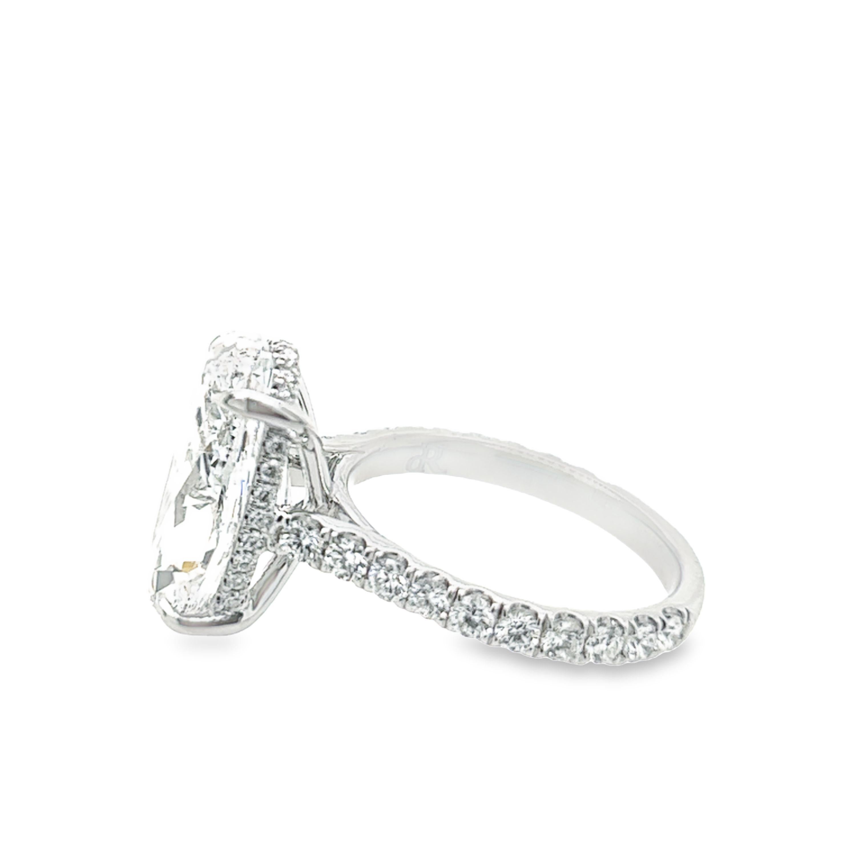 Taille ovale David Rosenberg, bague de fiançailles en diamant de forme ovale de 6,01 carats D/SI2, certifié GIA en vente