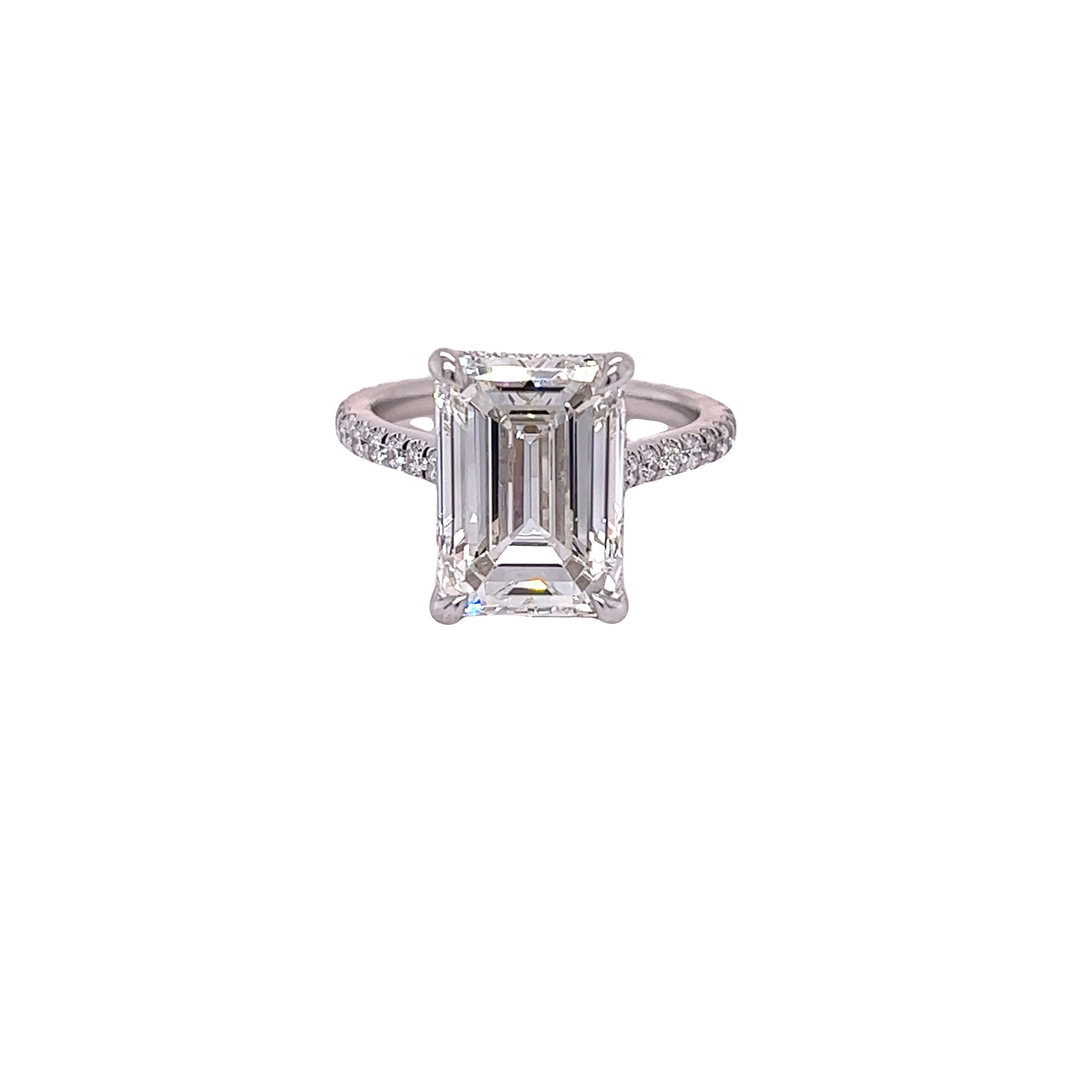 David Rosenberg 6.02 Carat Emerald Cut I VS1 GIA Diamond Engagement Ring 4