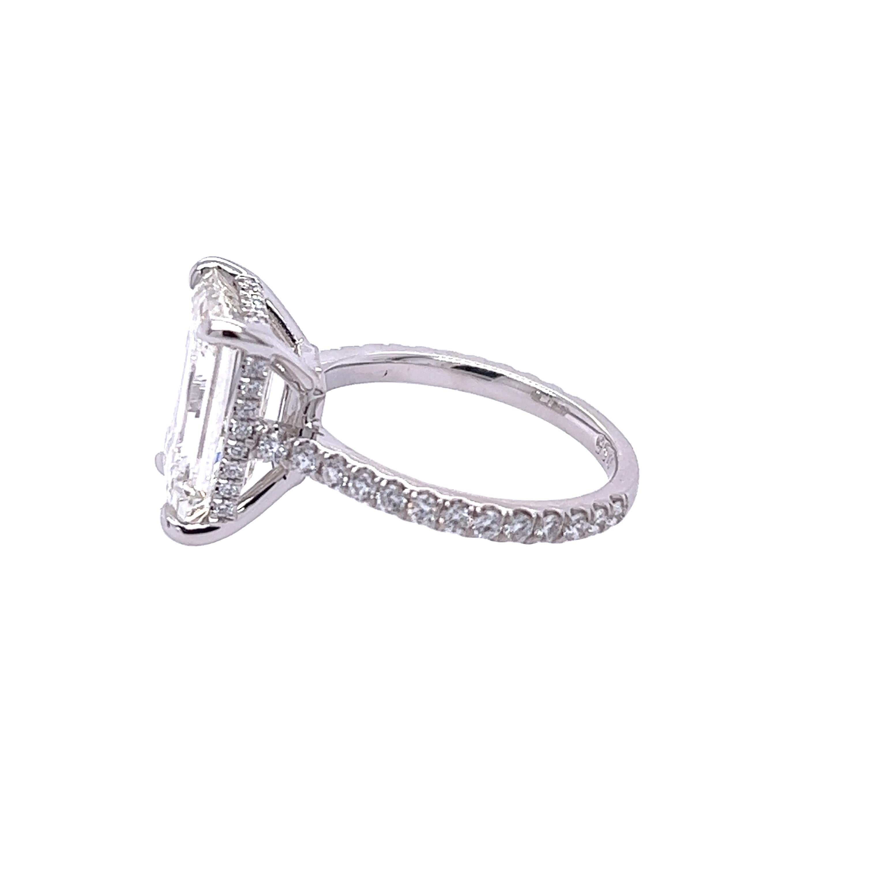 Modern David Rosenberg 6.02 Carat Emerald Cut I VS1 GIA Diamond Engagement Ring