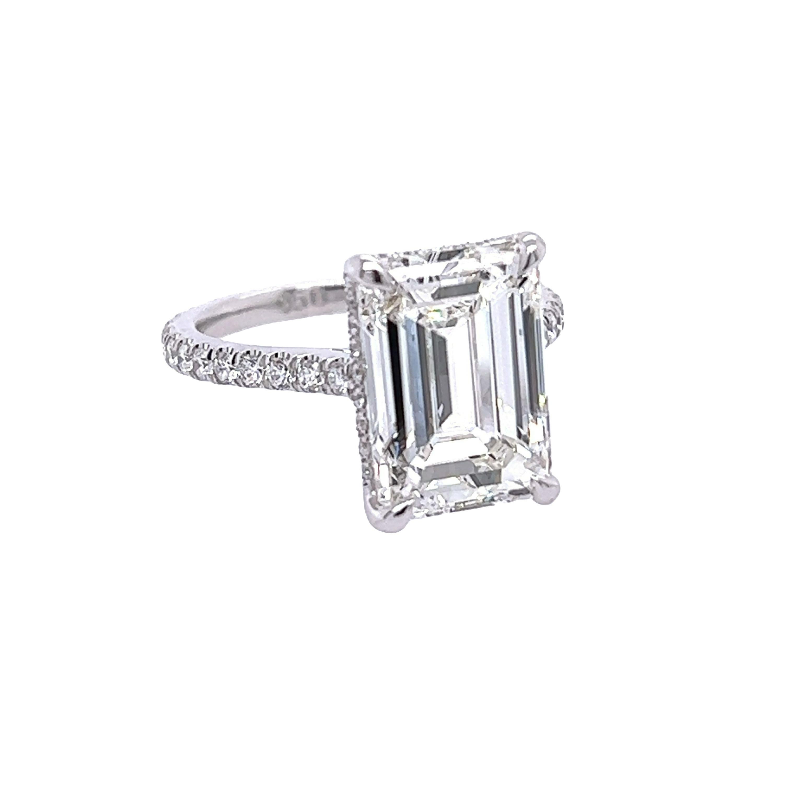 David Rosenberg 6.02 Carat Emerald Cut I VS1 GIA Diamond Engagement Ring 2
